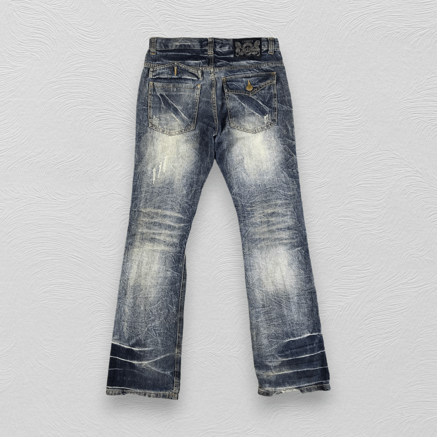 Japanese Brand Lowbox Flared Jeans Distressed Denim KJ1958 Size US 30 / EU 46 - 2 Thumbnail