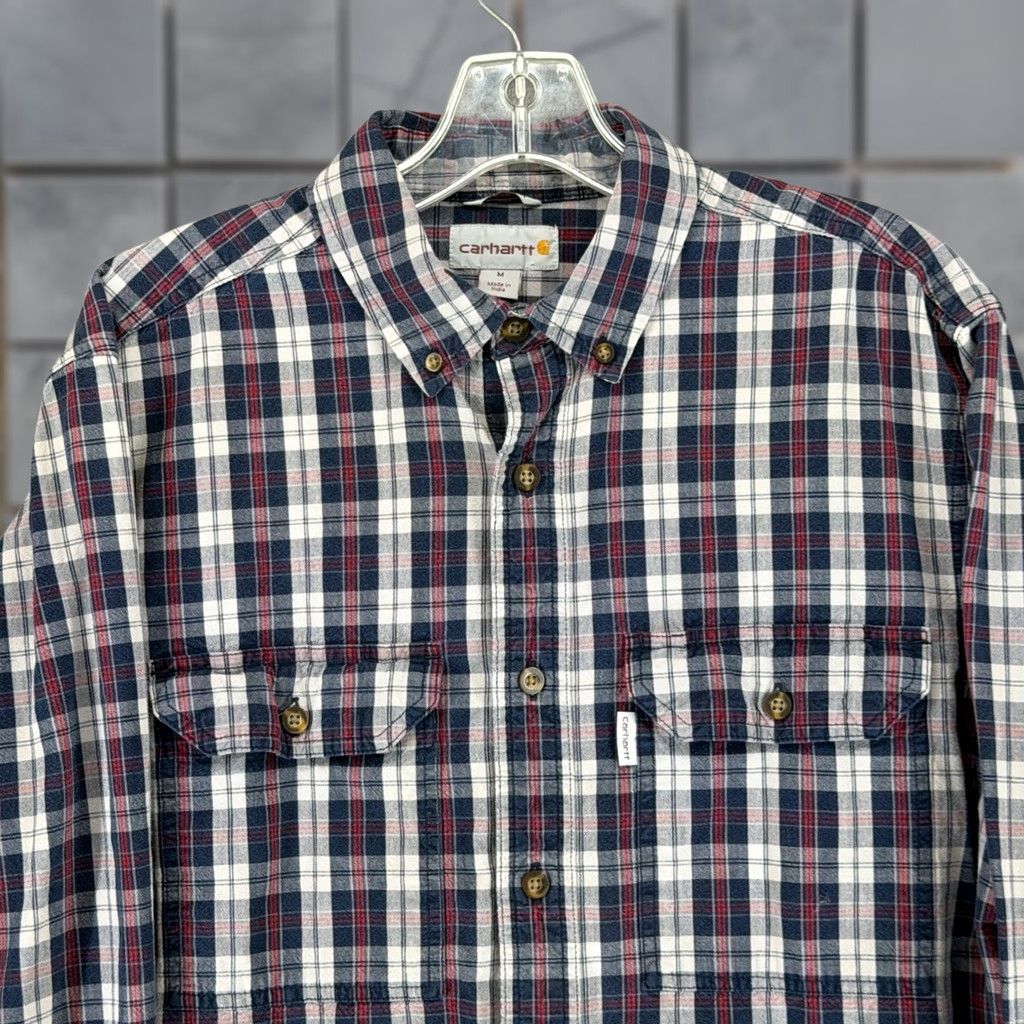 Carhartt Carhartt Shirt Mens Relaxed Fit Plaid Button-Down Navy Red 102214 412 M Multicolor Button-Up Long Sleeve Casual Workwear Size US M / EU 48-50 / 2 - 1 Thumbnail