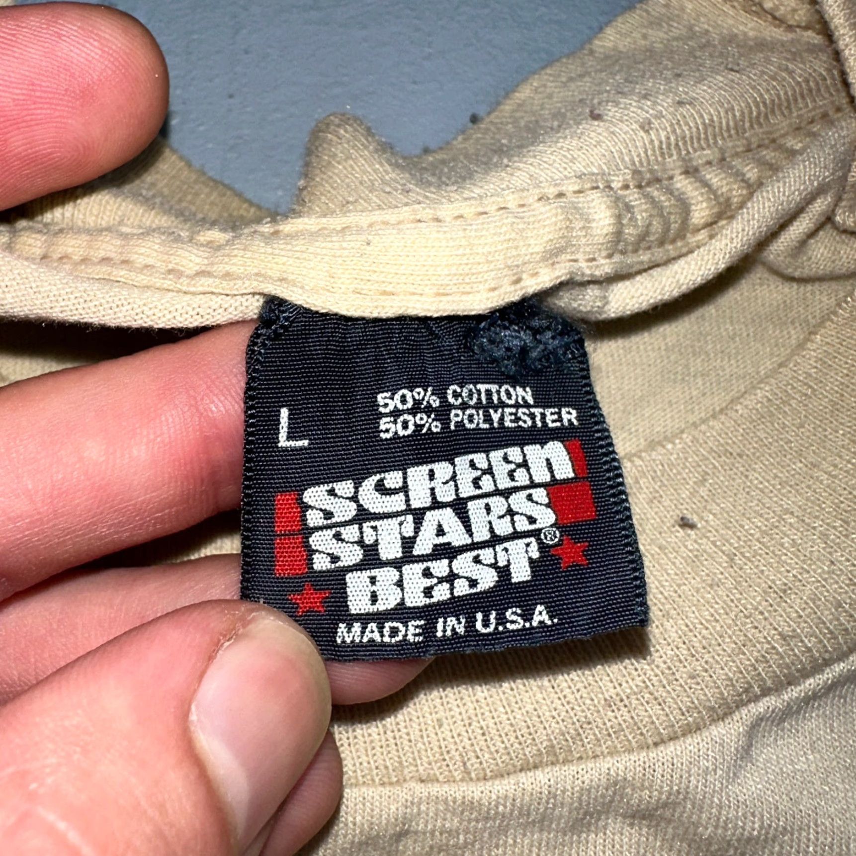 Vintage VINTAGE Screen Stars T-Shirt Men L Beige Short Sleeve Crew Neck Graphic Print 80s 70s 90s Cancer Medical Promo Doc Size US L / EU 52-54 / 3 - 2 Thumbnail