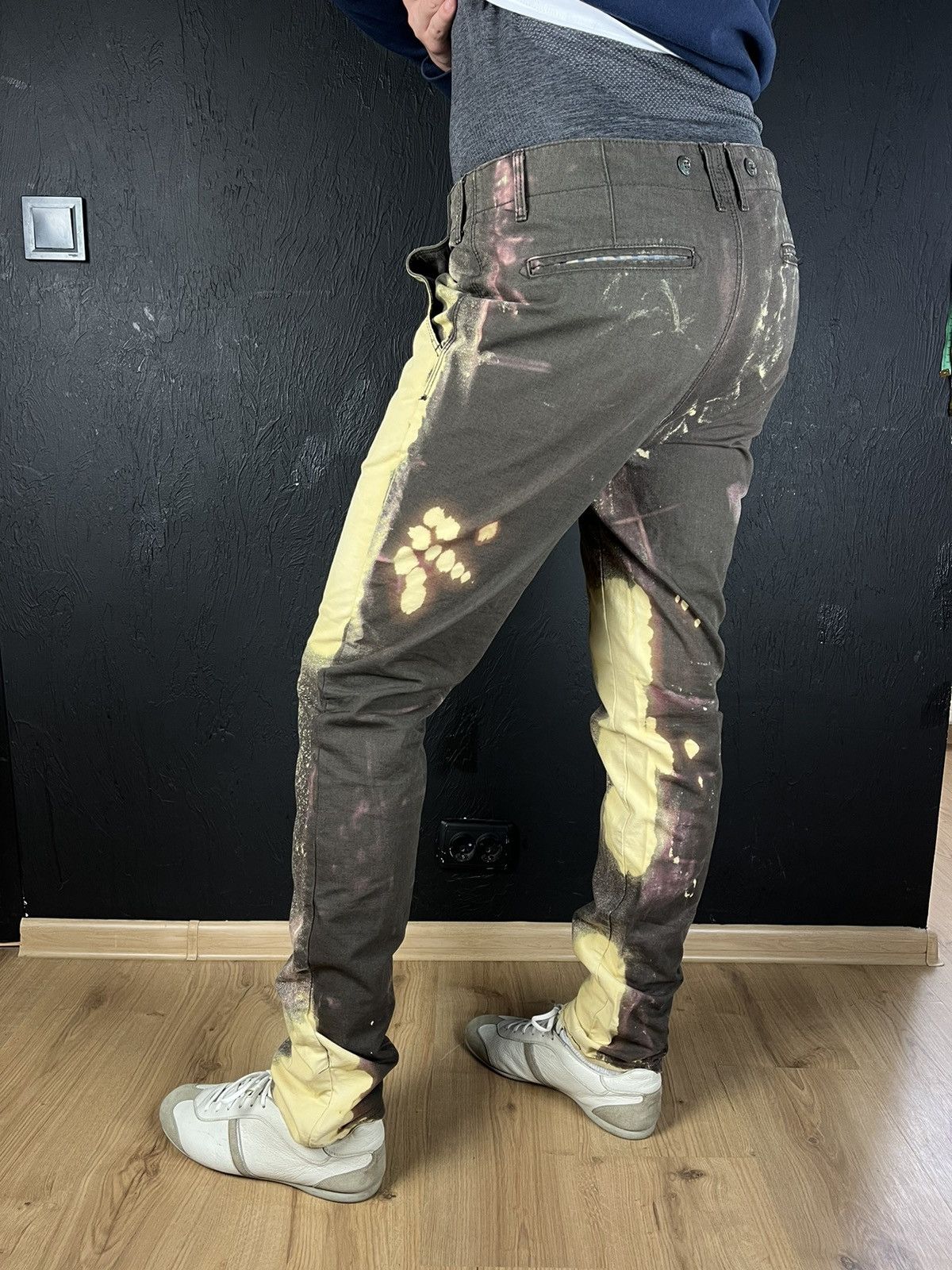 Handmade 🪐Custom printed denim multicolor skinny jeans pants space Size US 35 - 5 Thumbnail
