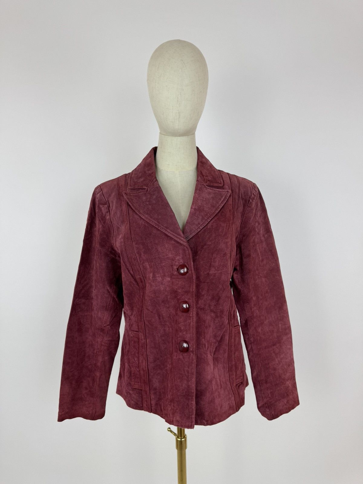 Jones New York × Vintage Jones New York Leather Jacket Burgundy Womens Size Large Size L / US 10 / IT 46 - 1 Thumbnail