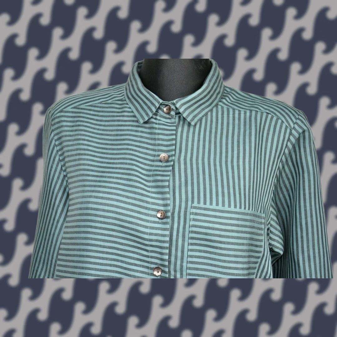 Vintage Gudrun Sjoden Shirt Striped Blue 50%Linen 50%Lyocell M Women Long Sleeve Collared Buttoned Vintage N/A Size M / US 6-8 / IT 42-44 - 1 Thumbnail