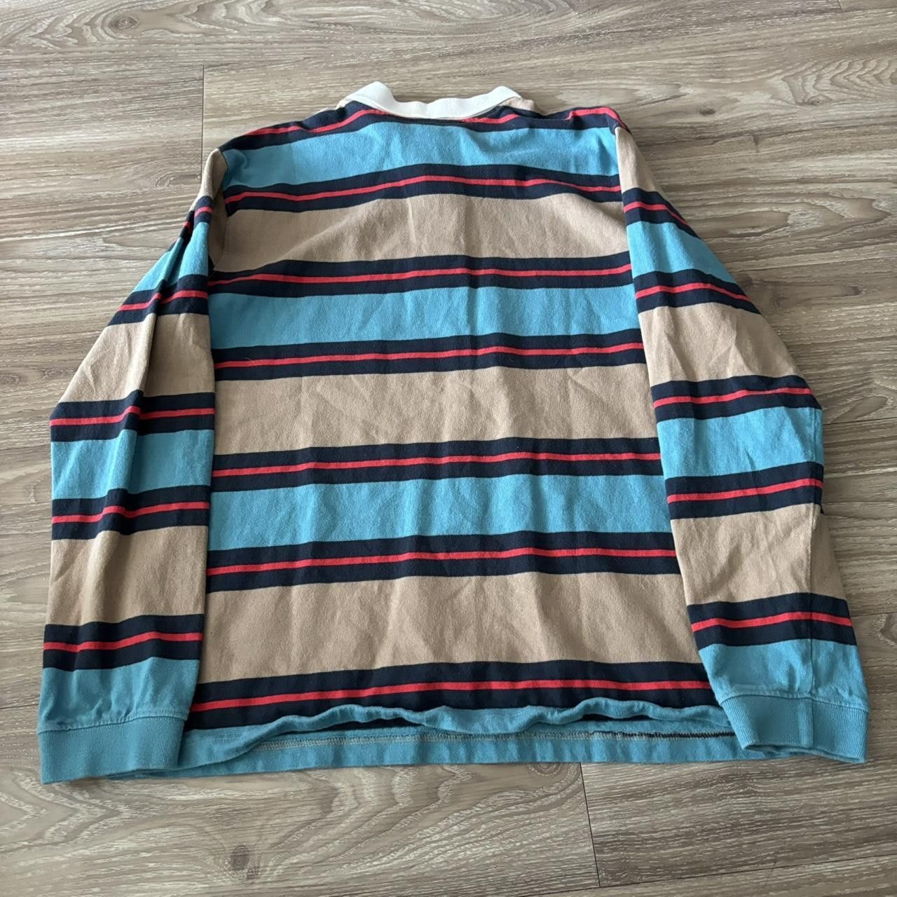 Volcom Crazy Vintage Y2K/2000s Brown Blue Striped Rugby Polo Shirt! Size L Size US L / EU 52-54 / 3 - 5 Thumbnail