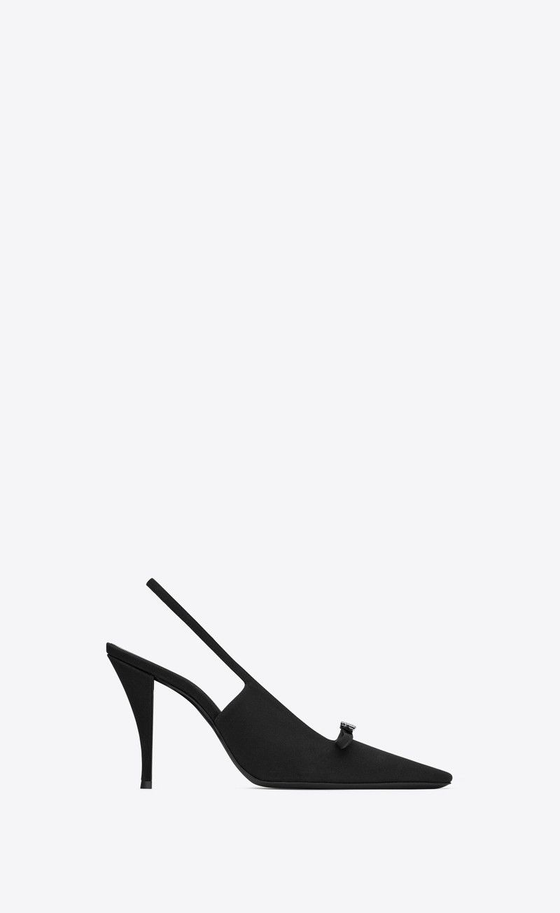 Saint Laurent Paris oc11z1125 Sadie Slingback Pumps in Crepe De Chine in Black Size US 5 / IT 35 - 1 Thumbnail