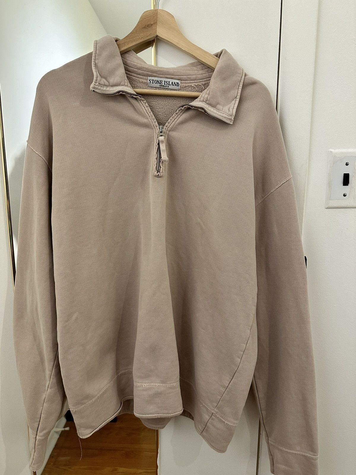 image of Vintage Stone Island Quarter Zip in Salmon, Men's (Size XL)