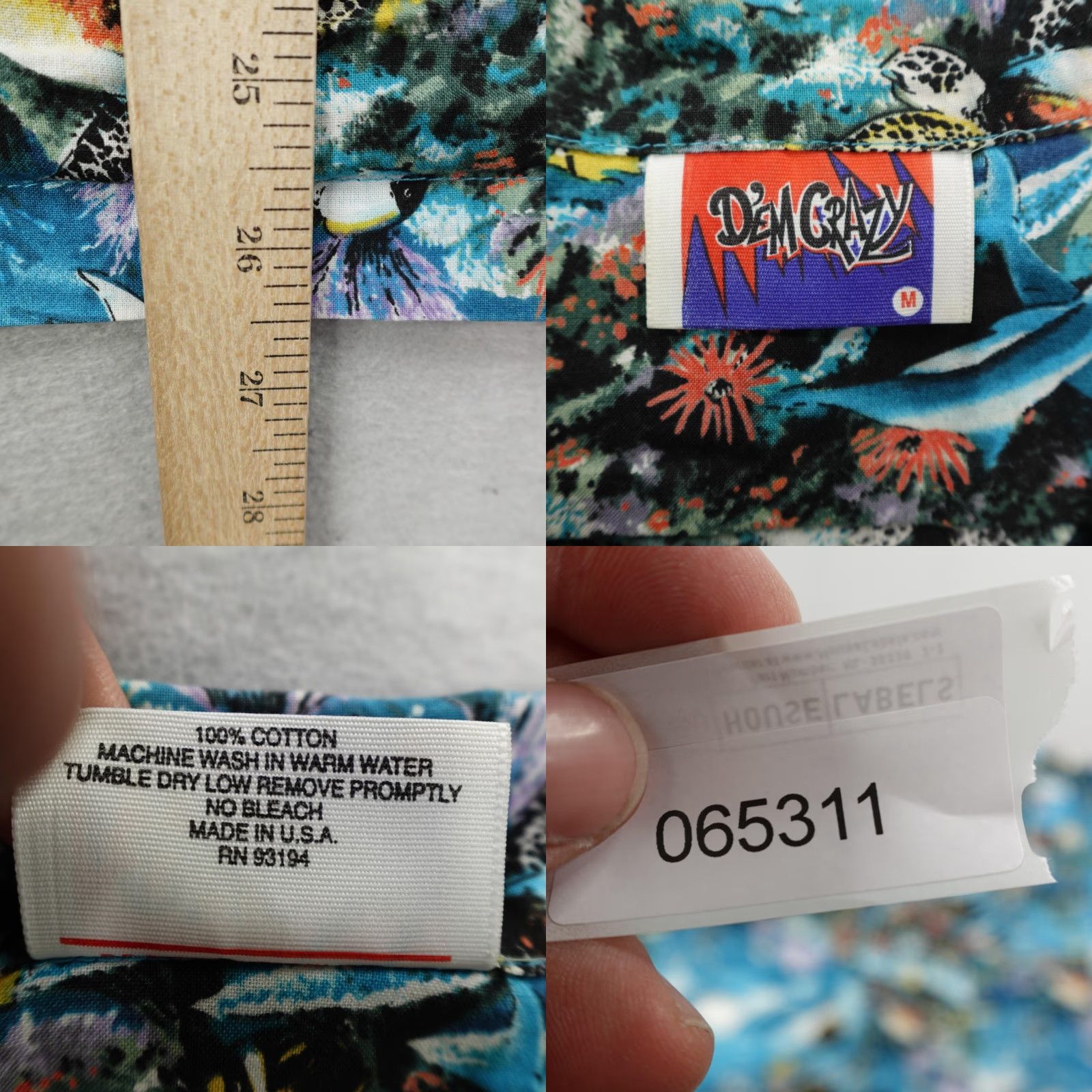 Vintage VINTAGE Dem Crazy Shirt Mens Medium Blue Hawaiian Ocean Sea Life Aloha Camp Fish Graphic Print Button-Up Short Sleeve Size US M / EU 48-50 / 2 - 8 Thumbnail
