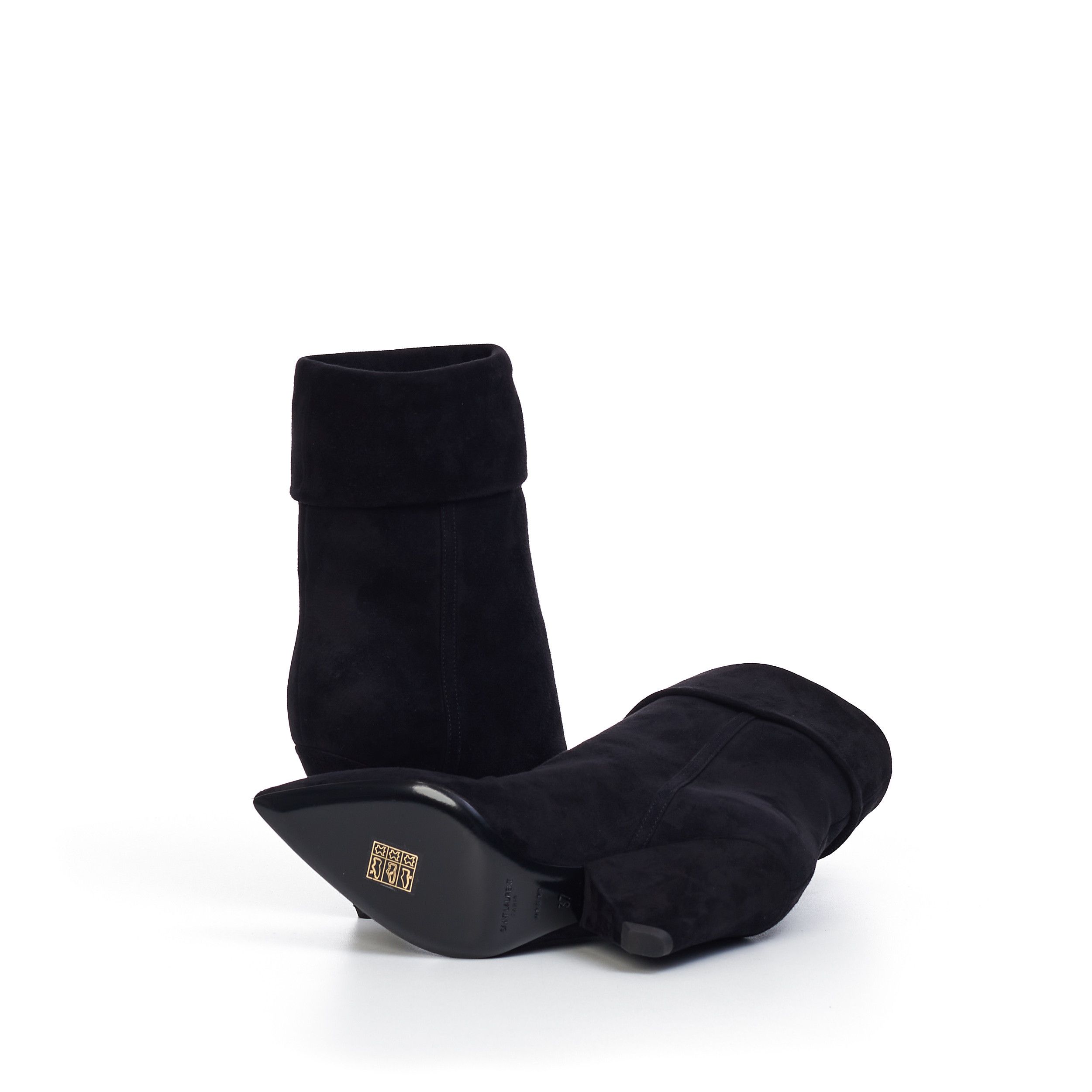 Saint Laurent Paris Niki Ankle Booties In Black Suede Size US 8.5 / IT 38.5 - 10 Thumbnail