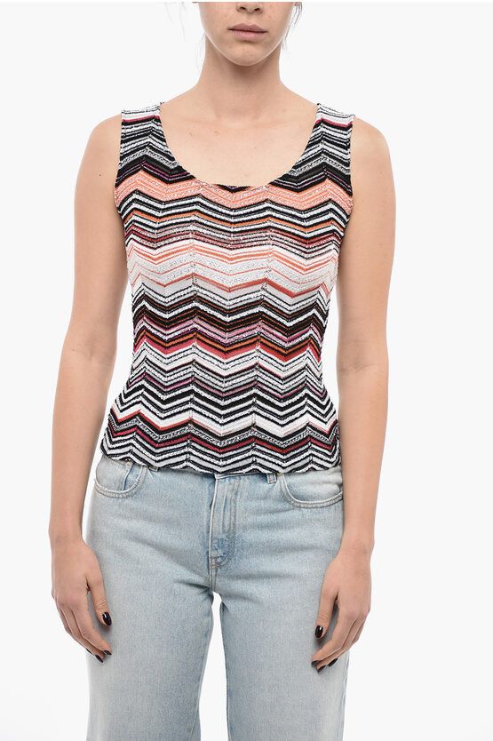 image of Missoni Crewneck Sleeveless Top With Rhinestones, Women's (Size Medium)
