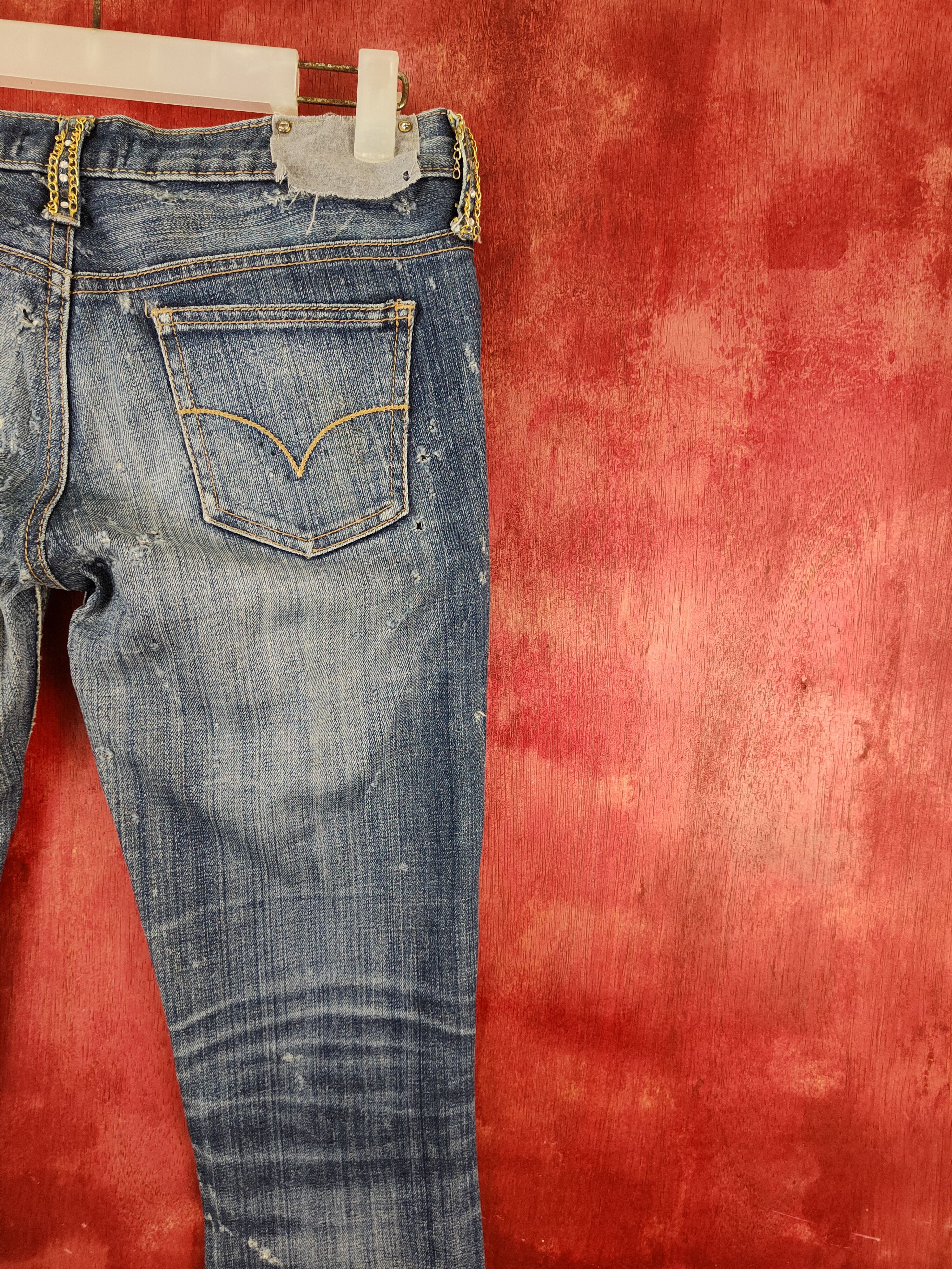 Designer × Japanese Brand Cecil McBee Blue Distressed Ripped Jeans #S2139 Size 28" / US 6 / IT 42 - 13 Thumbnail