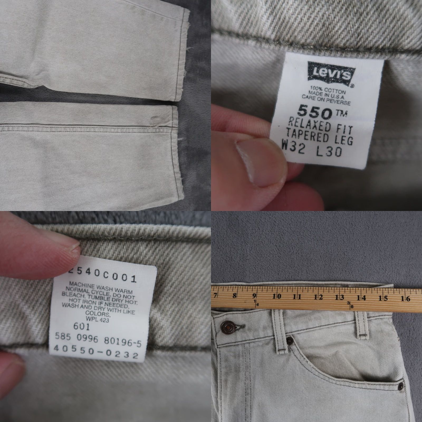 Levi's VINTAGE Levi's 550 Jeans Mens Regular 32x30 Gray Denim 90s USA Made Relaxed Fit 5-Pocket Distressed Size US 32 / EU 48 - 8 Thumbnail