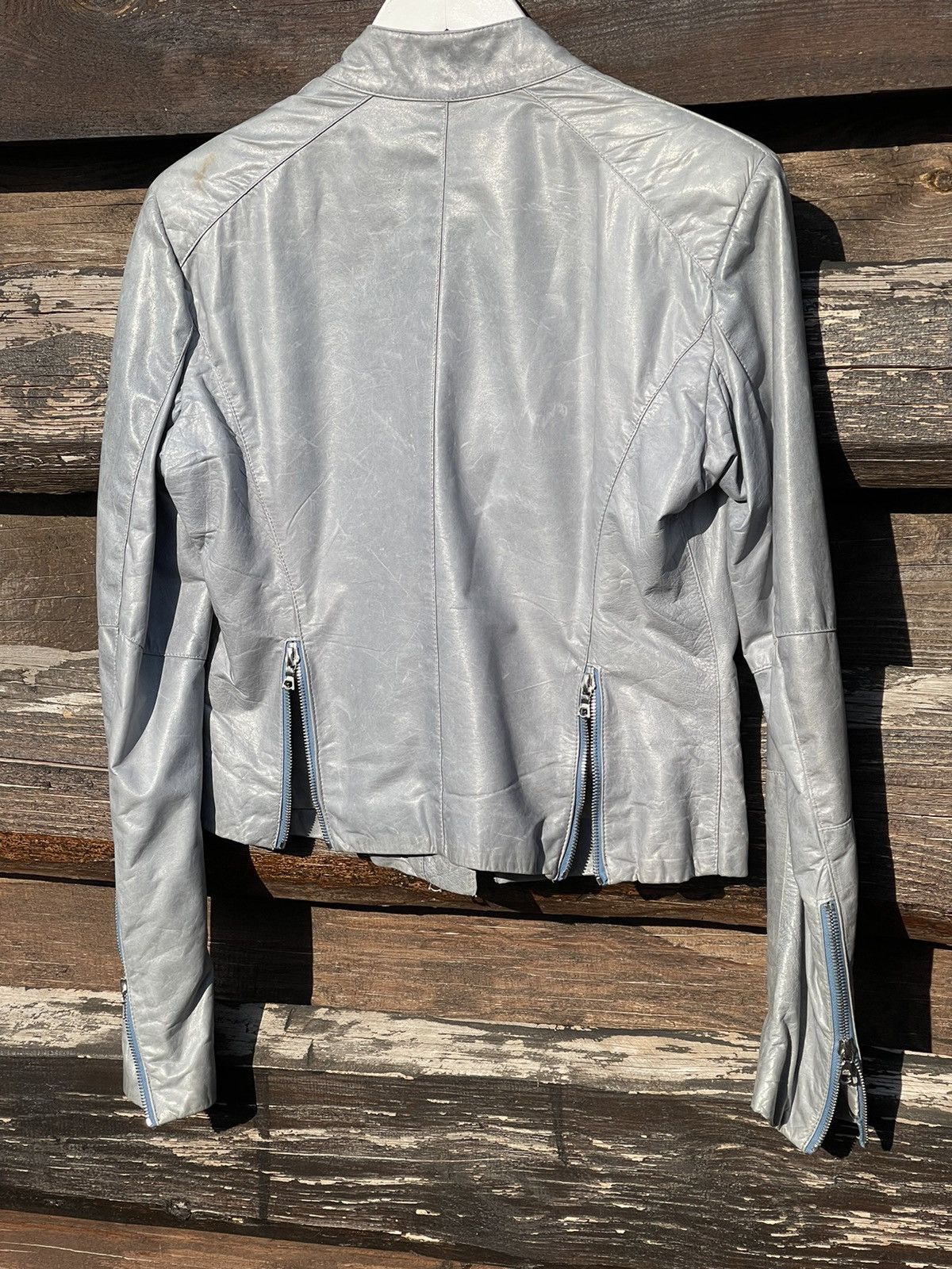 Designer Ventcouvert Paris Blue Leather Biker Jacket Size L / US 10 / IT 46 - 11 Thumbnail