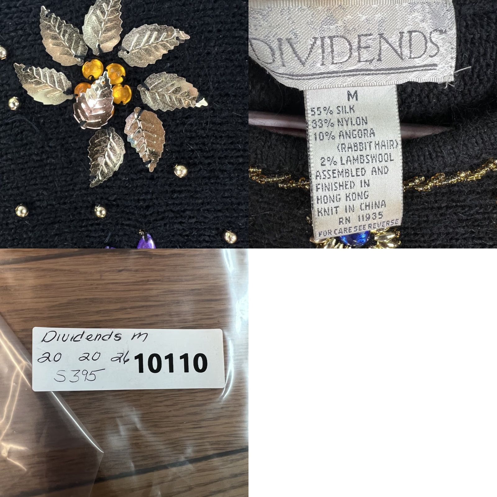 Vintage VINTAGE Dividends Silk Blend Sweater Womens M Beaded Jewell Ornate Floral Black Size M / US 6-8 / IT 42-44 - 8 Thumbnail