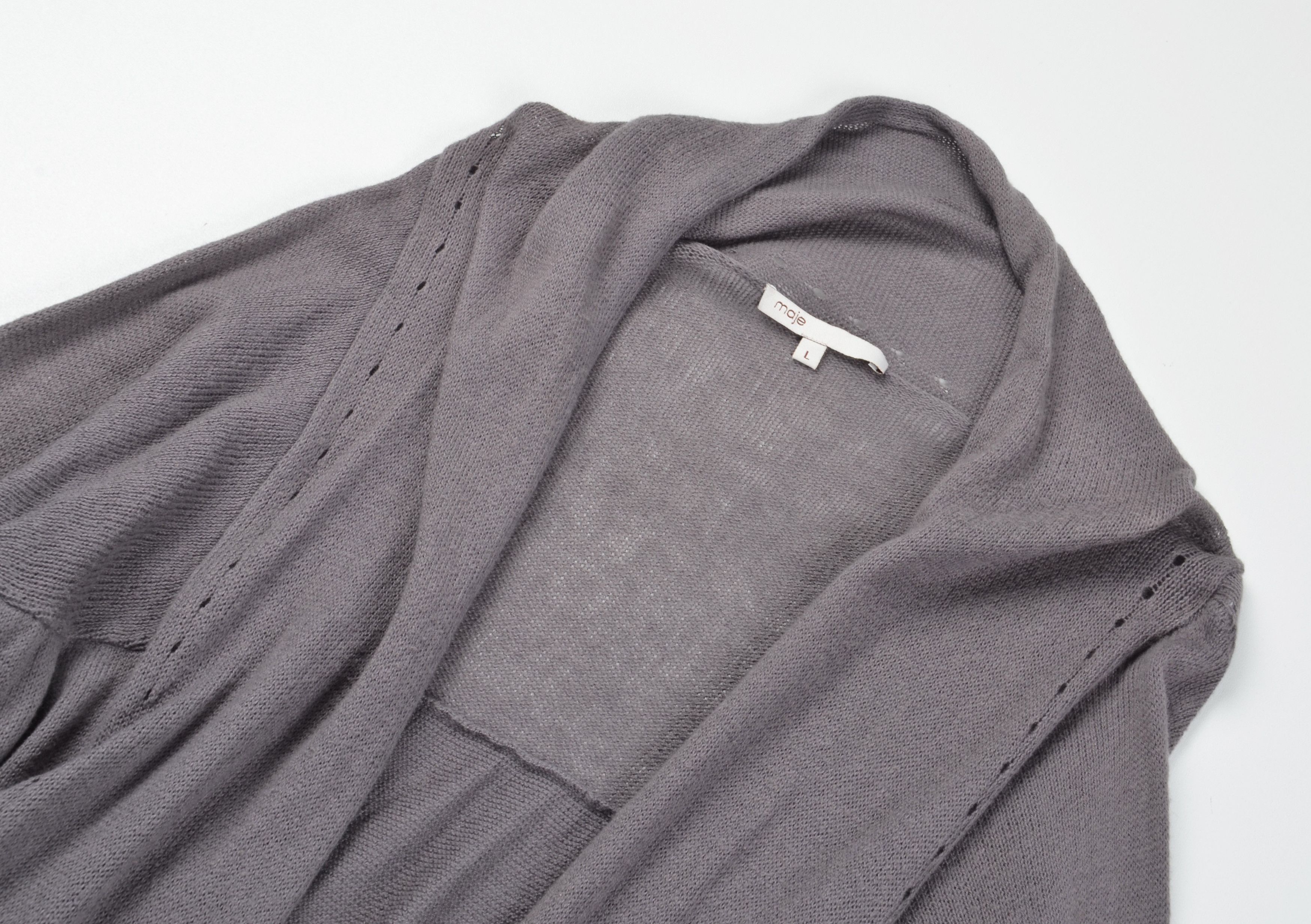 Maje Maje Cotton Cashmere Blend Gray Long Sleeve Open Cardigan Size L / US 10 / IT 46 - 5 Thumbnail