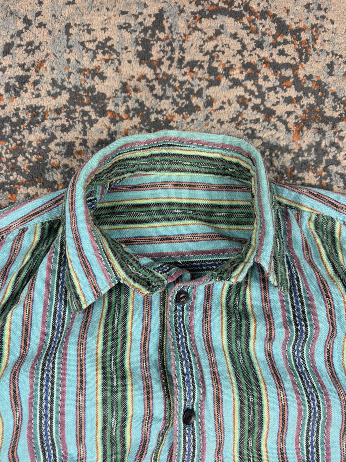 Japanese Brand × Vintage Vintage 90s super boxy baggy striped canvas worker shirt Size US XL / EU 56 / 4 - 8 Thumbnail