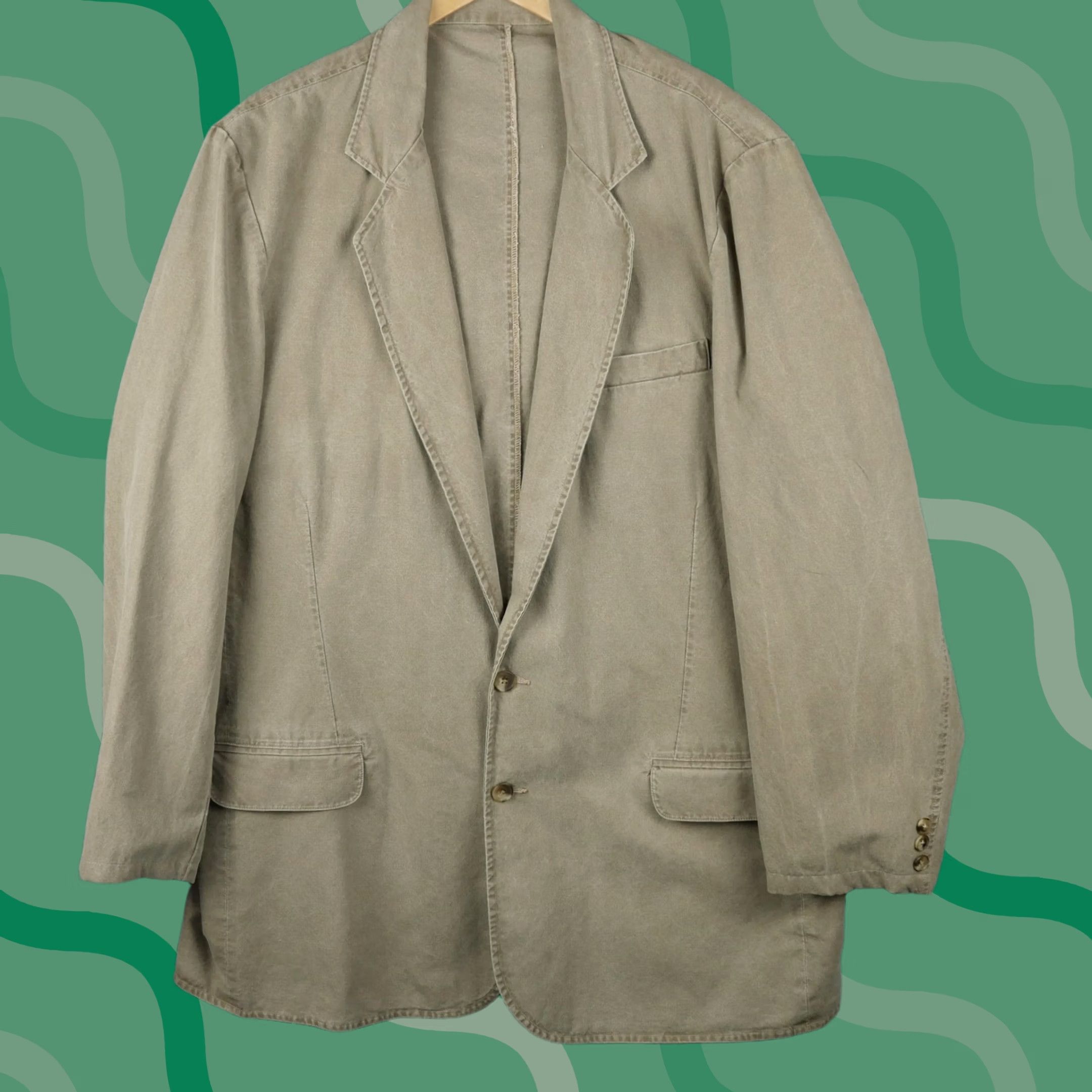 Vintage VINTAGE LL Bean Sport Coat Blazer Mens 50 Tall Beige Cotton Unstructured USA Size 50R - 1 Thumbnail