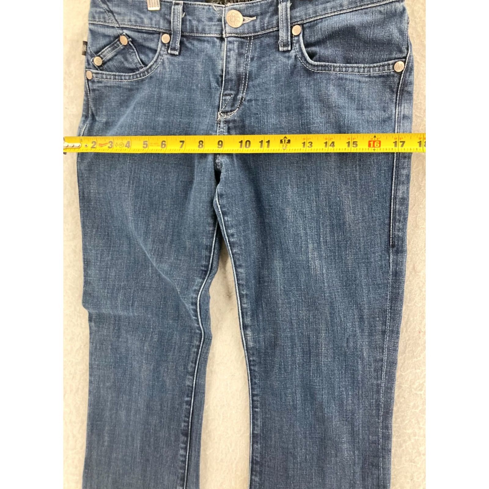 Vintage Rock & Republic Kasandra Jeans Bootcut Dark Blue 28 Women Mid Rise Stretch Denim 5-Pocket Regular 32in Inseam Womens Size 28" / US 6 / IT 42 - 3 Thumbnail
