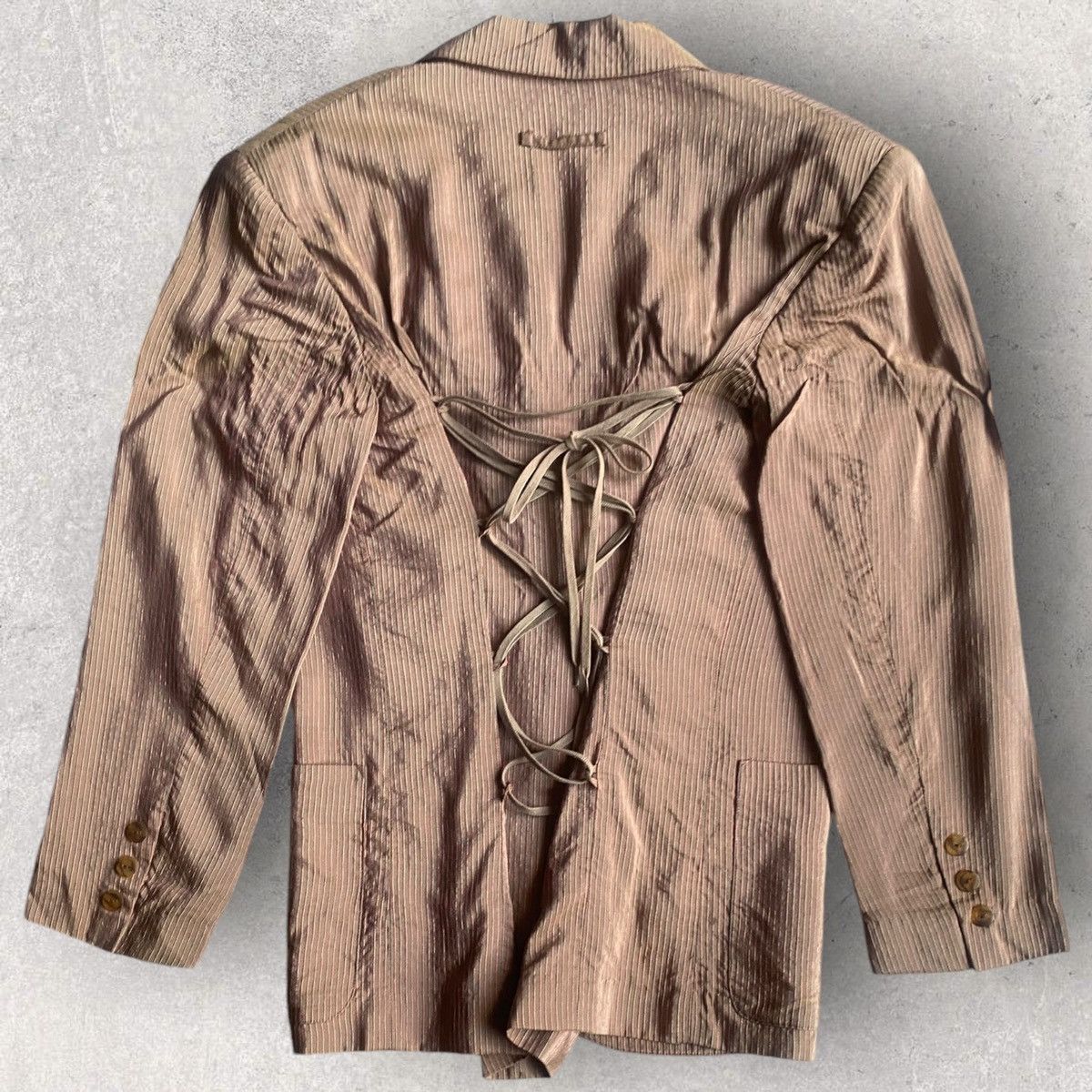 Jean Paul Gaultier Vintage SS1989 Iridescent Stripe Back Lace Up Blazer Size M / US 6-8 / IT 42-44 - 1 Thumbnail