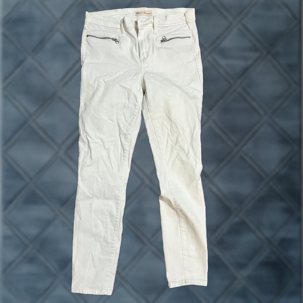 Gap Gap 1969 Jeans Regular Women Skinny White Denim Light Wash Stretch Dark Wash 29 Inseam 29 White Denim Jeans Skinny Stretch Gap 1969 Women’s Size 29" - 1 Thumbnail
