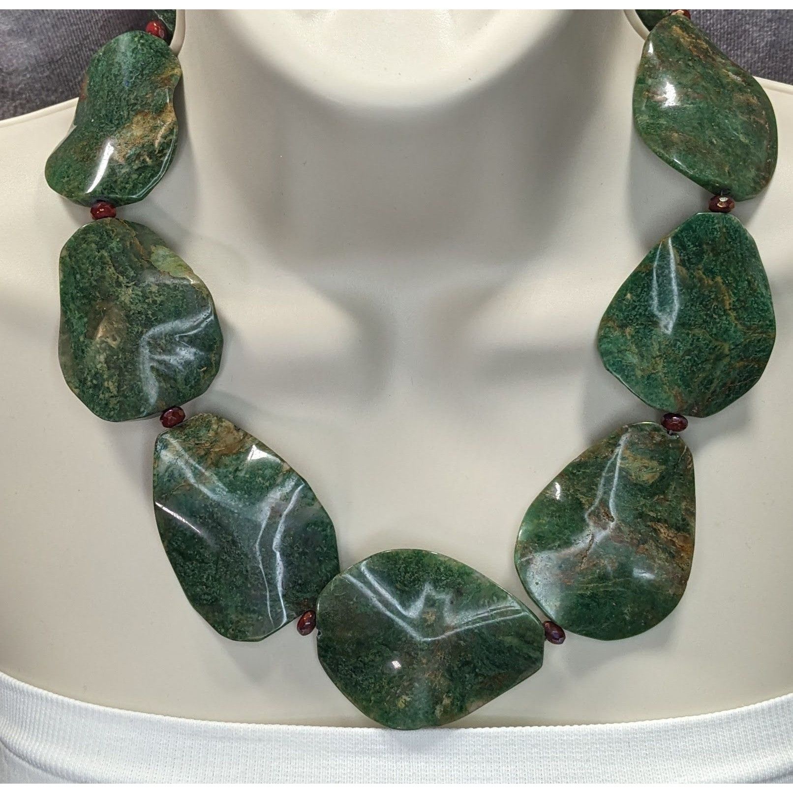 Other Vintage Chunky Green Jasper Statement Necklace Size ONE SIZE - 3 Thumbnail