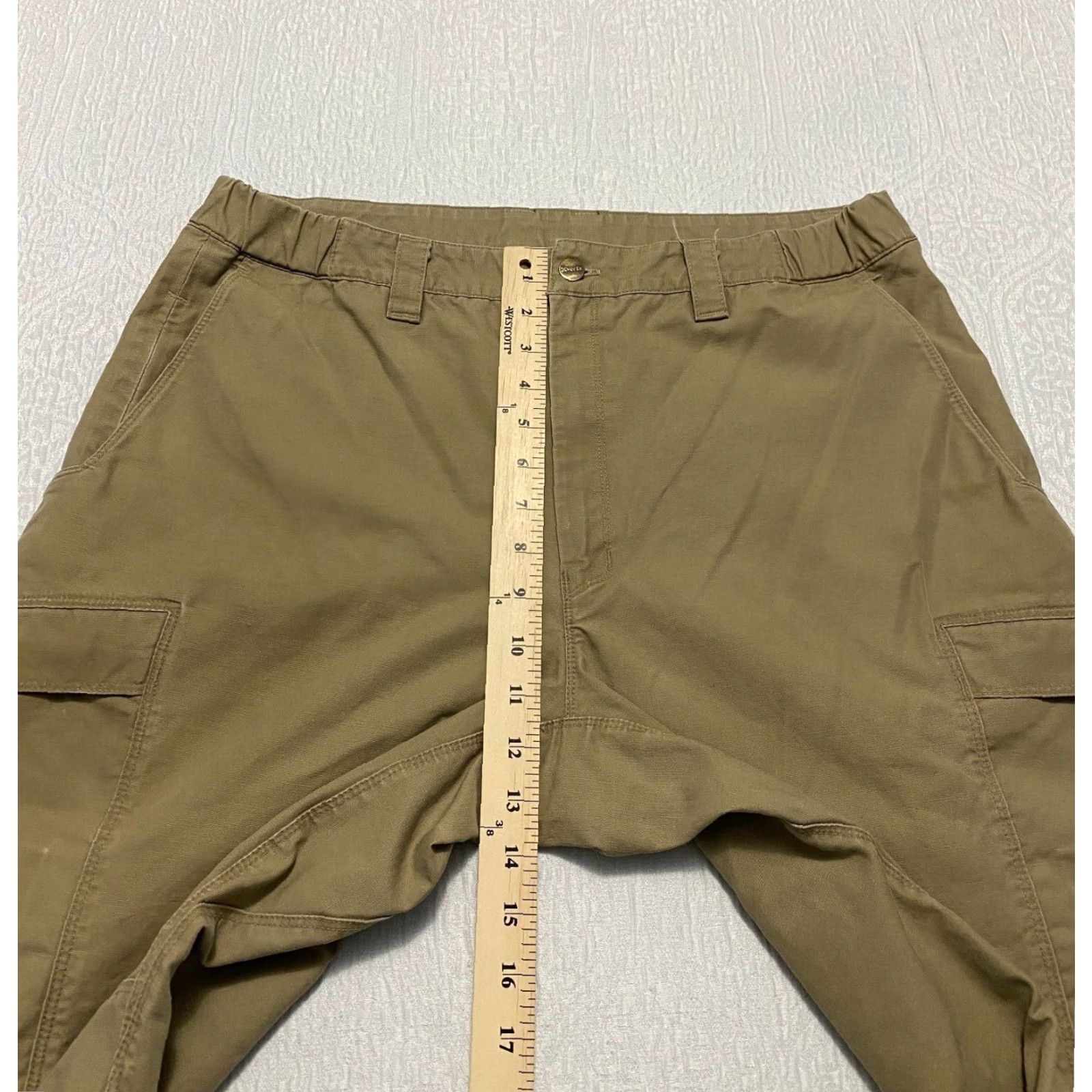 Vintage Vertx Cargo Pants Men's Size 36×34 Beige Relaxed Fit Elastic Waist Side Cargo Pocket Straight Pants Mens Beige 34 36 Verx Size US 34 / EU 50 - 7 Thumbnail