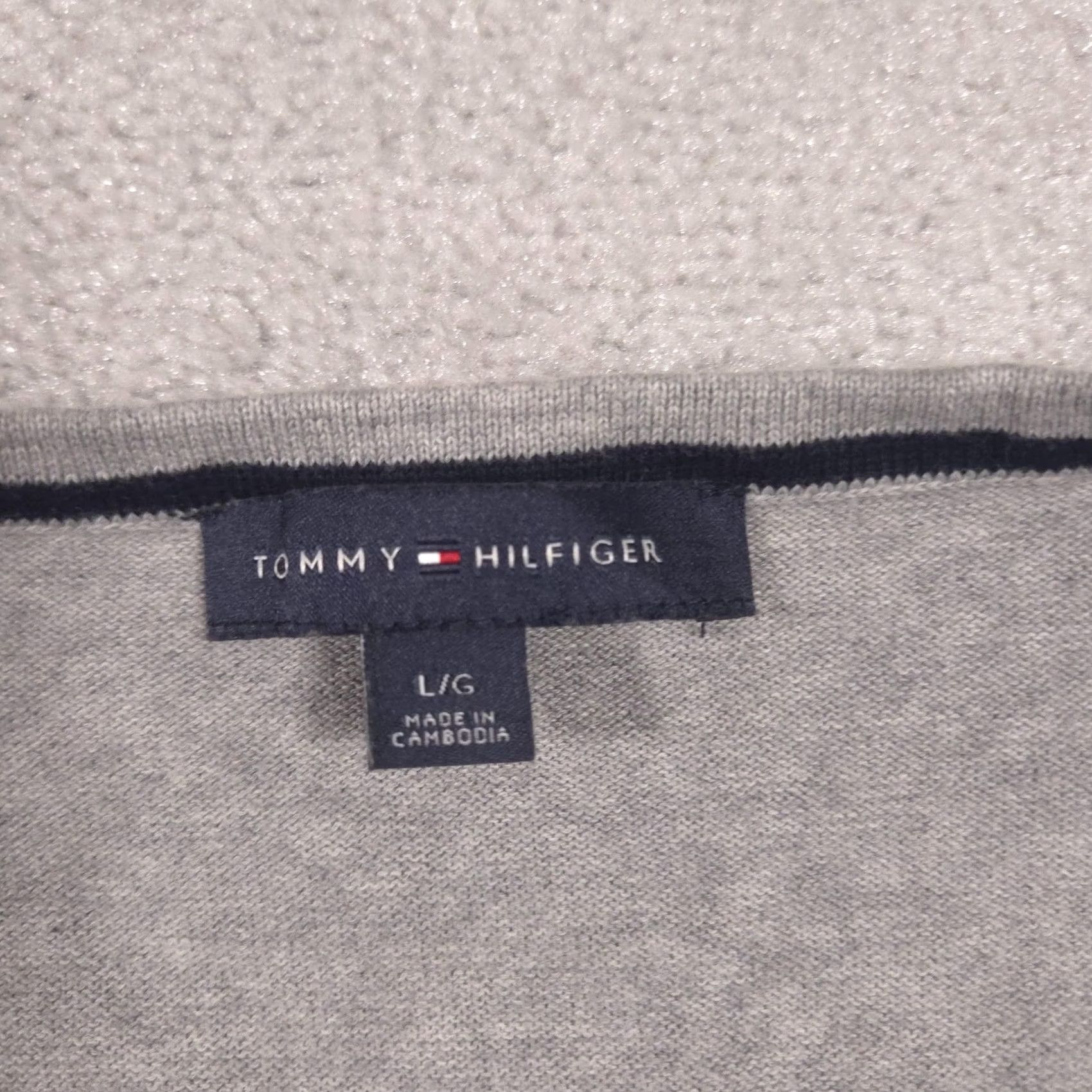 Tommy Hilfiger Tommy Hilfiger Sweater Womens L Gray V-Neck Argyle Lightweight Knit Pullover Size L / US 10 / IT 46 - 5 Thumbnail