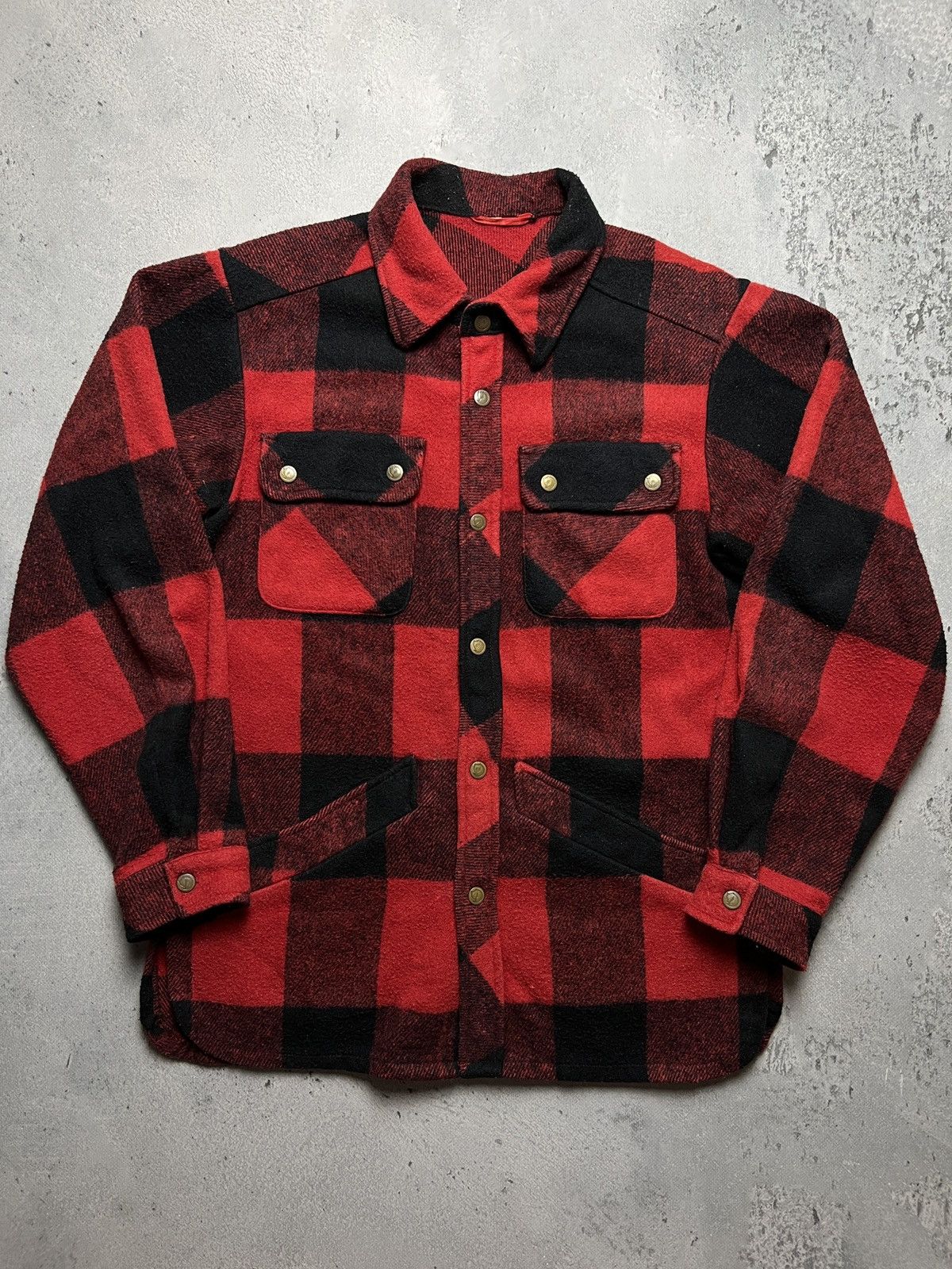 image of Fjallraven Flannel Canada Wool Padded Jacket 90's Rar in Red/Black, Men's (Size Large)