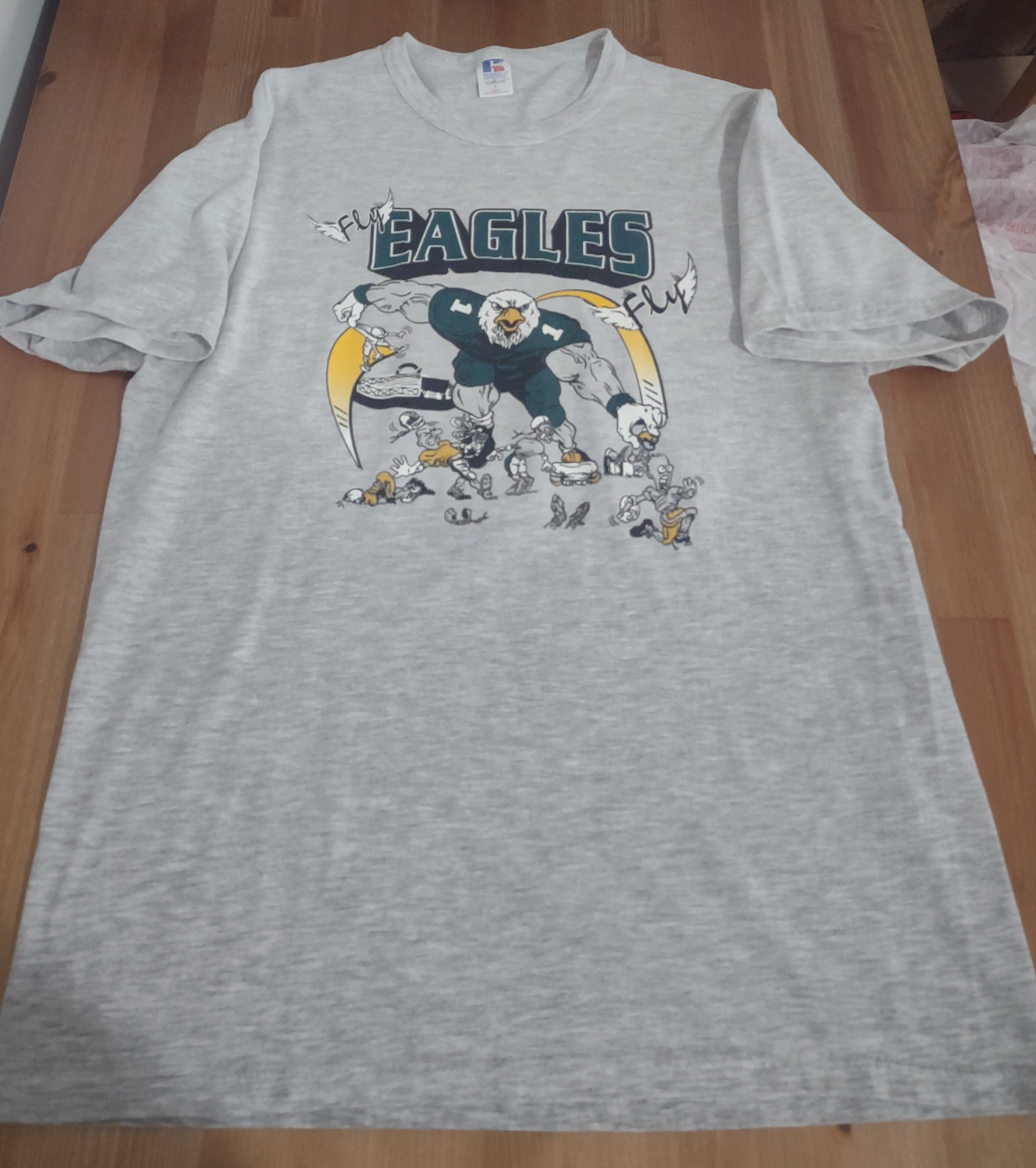 NFL × Russell Athletic × Vintage Vintage 90s Philadelphia Eagles Fly Eagles Fly Mascot Tee Size US L / EU 52-54 / 3 - 1 Thumbnail
