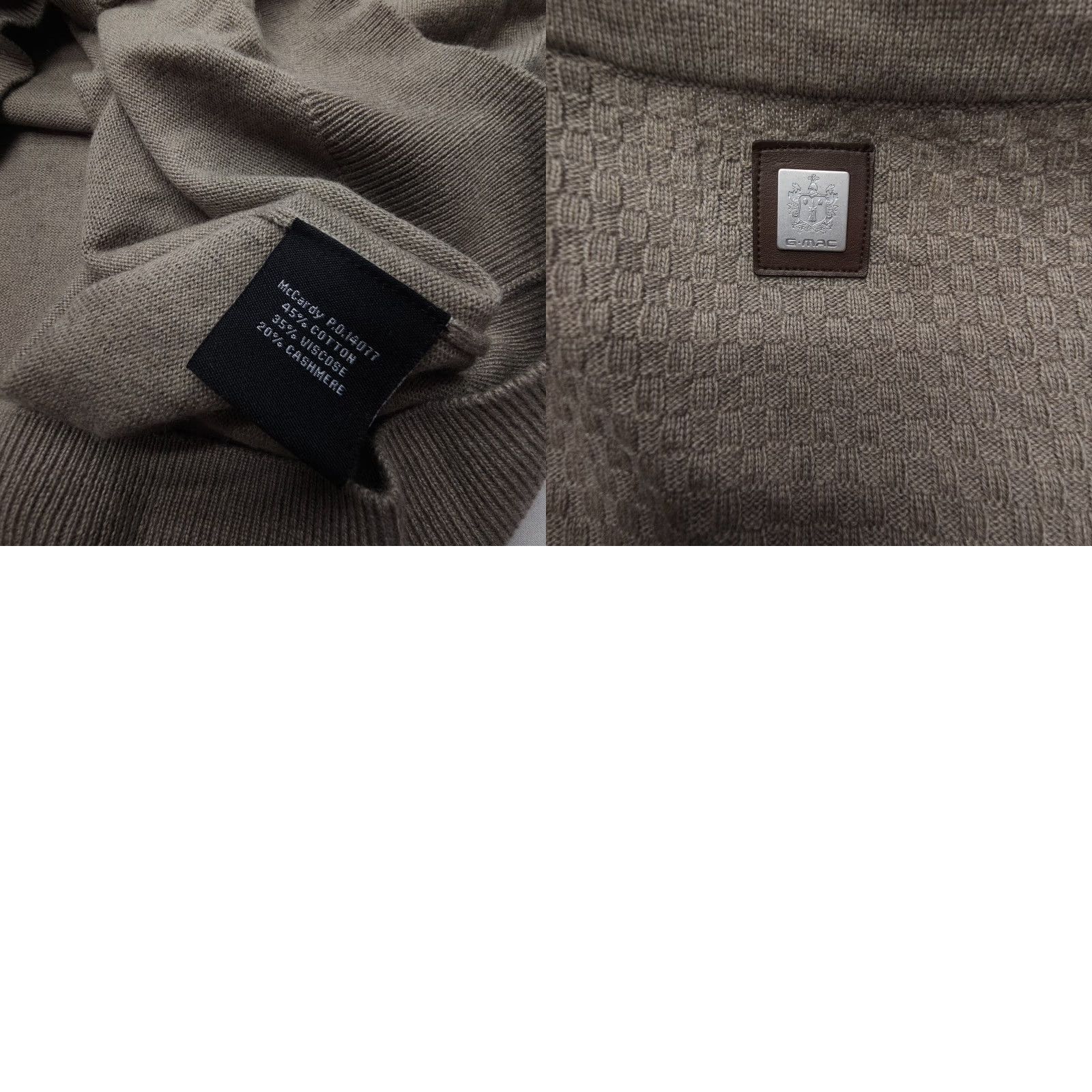 Vintage G-Mac by Kartel Golf Cardigan Sweater Mens 2XL Cotton Cashmere Beige V-Neck Knitted Knit Long Sleeve Casual Dad Classic Pattern Solid Cardigan Size US XXL / EU 58 / 5 - 8 Thumbnail