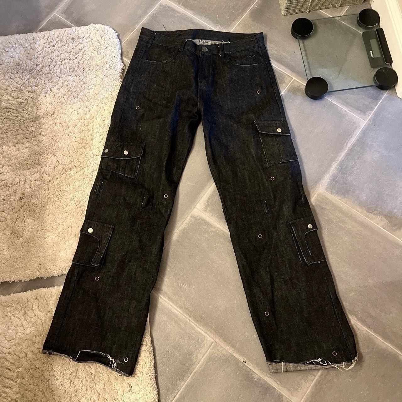 Image of Designer Japanese Selvedge Denim Cargos in Black, Men's (Size 36)