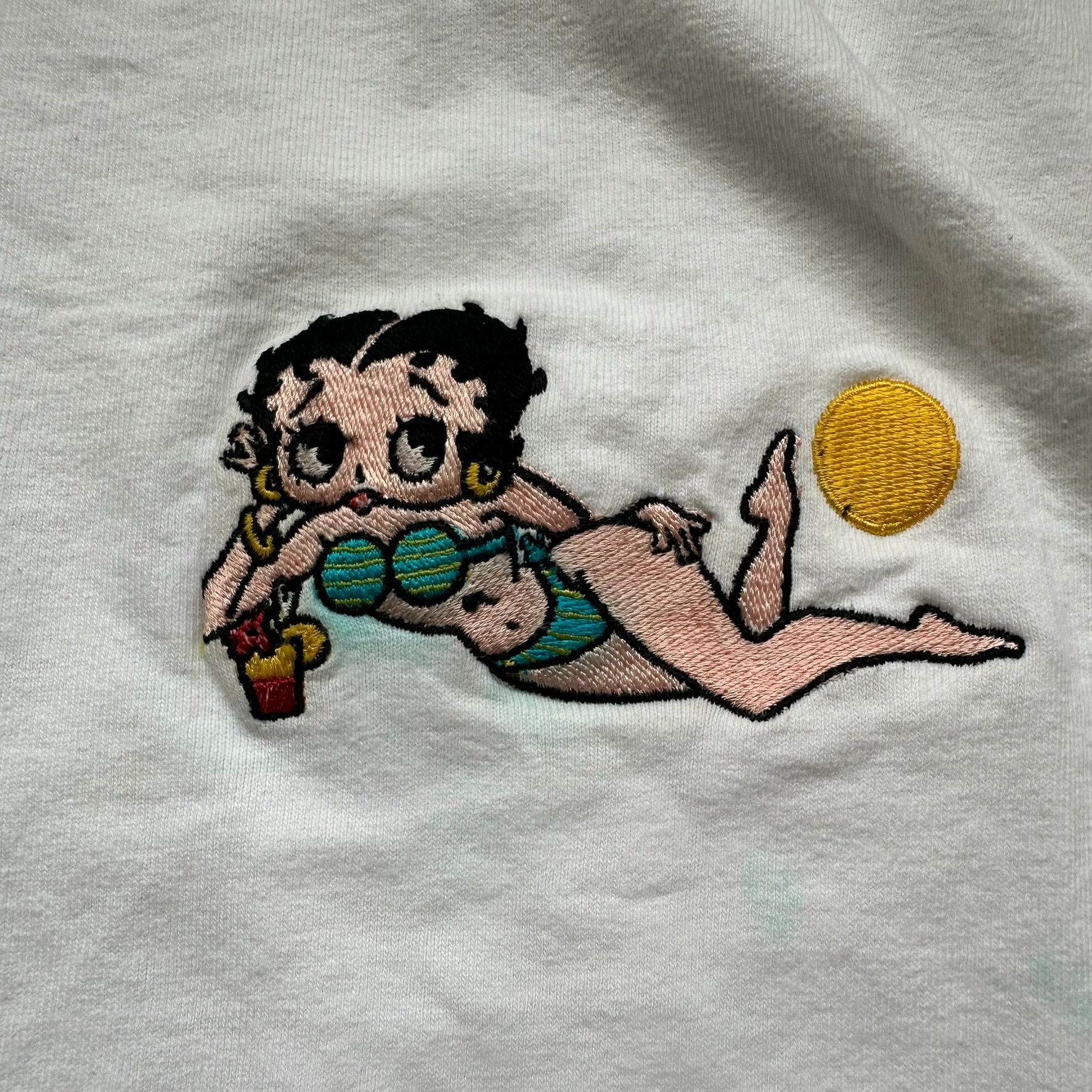 Changes Vintage 90s Betty Boop Beach T-Shirt Embroidered Single Stit Size US L / EU 52-54 / 3 - 2 Thumbnail
