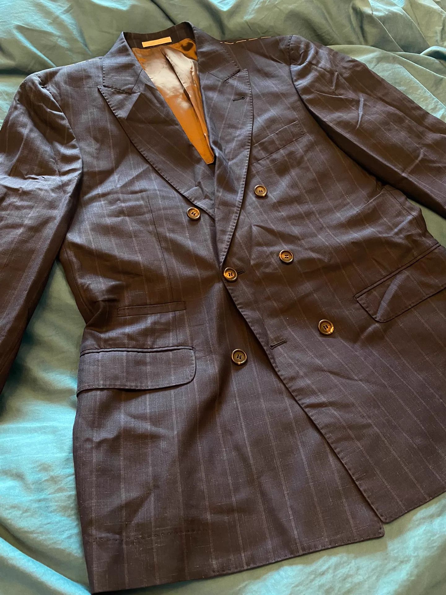 Brunello Cucinelli BC Double-Breasted Wool-Linen-Silk Suit 50 Size 50R - 4 Thumbnail