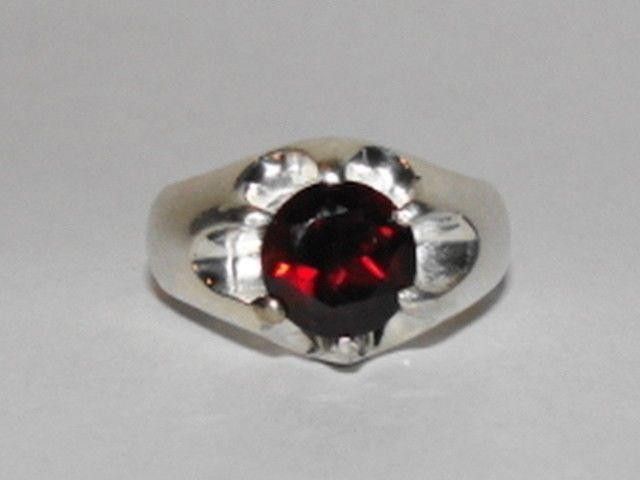 Designer Men's Sterling Silver Red Garnet Pinky Ring Alberto Juan Size ONE SIZE - 1 Thumbnail