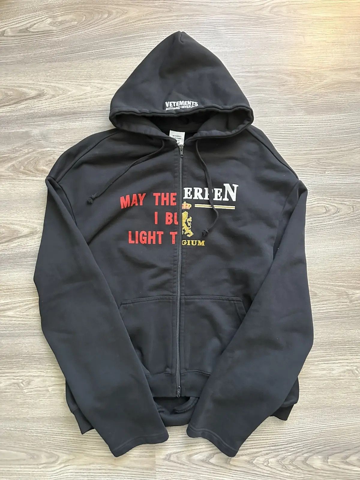 Vetements Vetements Split May the bridges/Antwerp Zip Up Hoodie