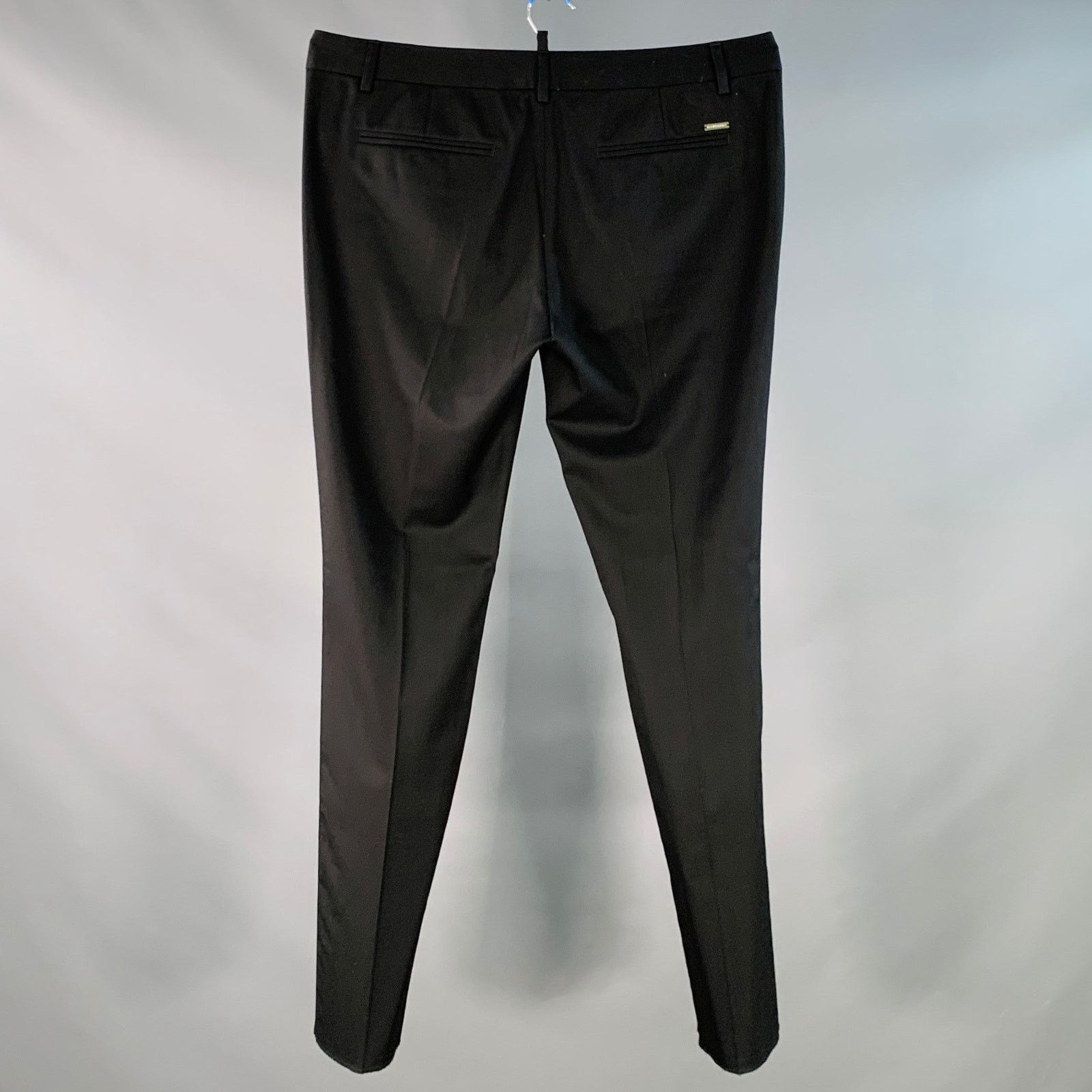 Dsquared2 Size L Black Virgin Wool Blend Flat Front Dress Pants Size US 34 / EU 50 - 2 Thumbnail