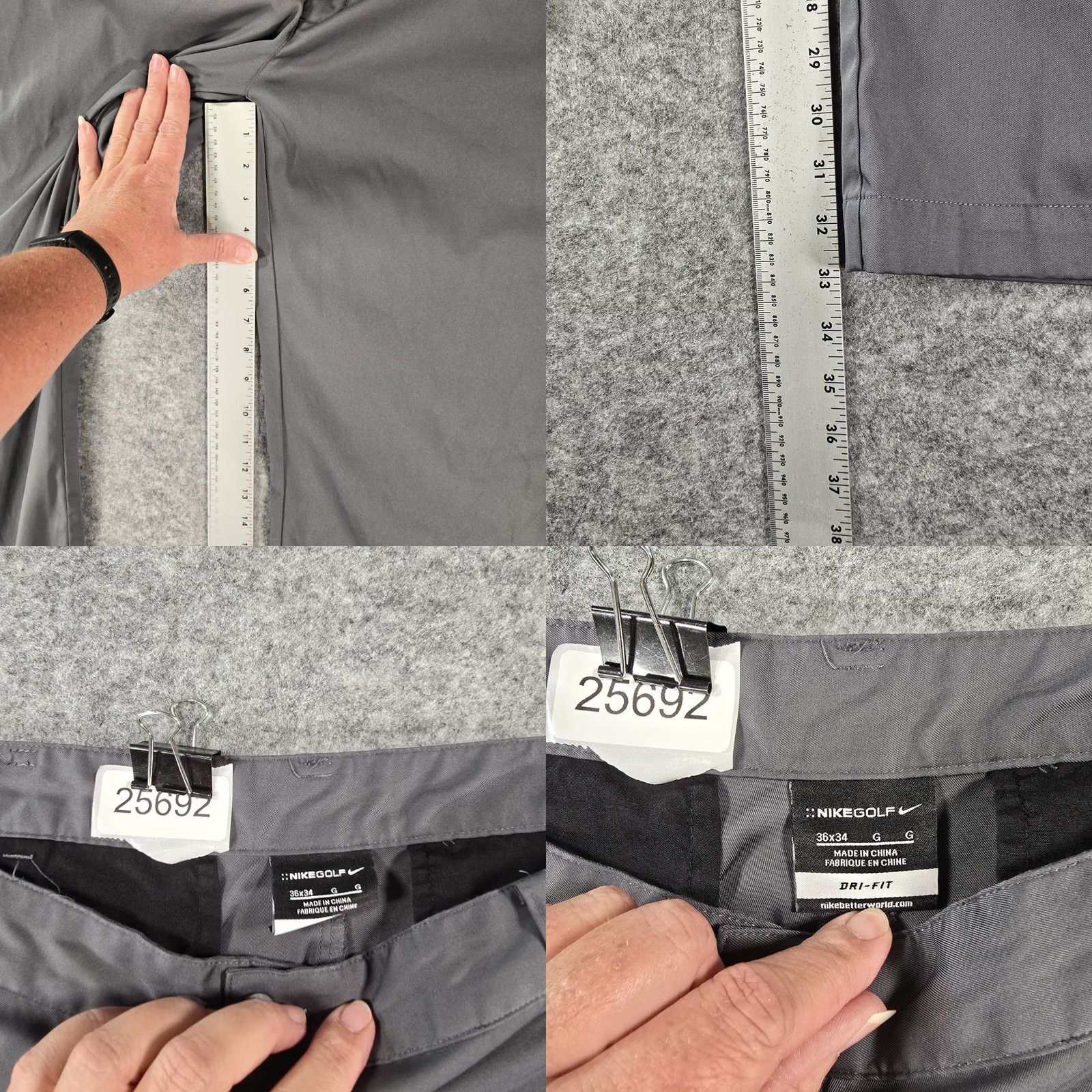 Nike Nike Golf Pants Mens 36x34 Flat Front Chino Gray Lightweight Dri-Fit Size US 36 / EU 52 - 8 Thumbnail
