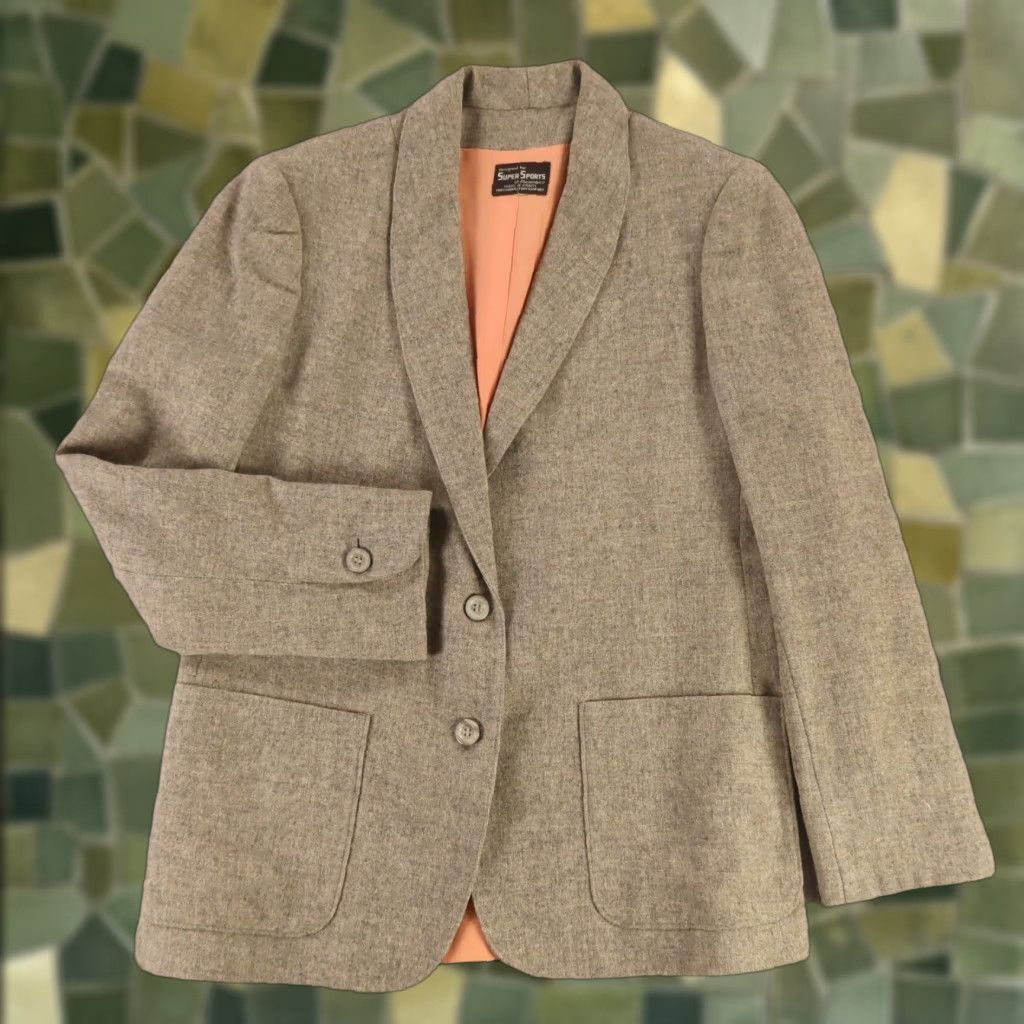 VINTAGE Alexander's Tweed Blazer Womens M Gray Wool 70s 80s 90s