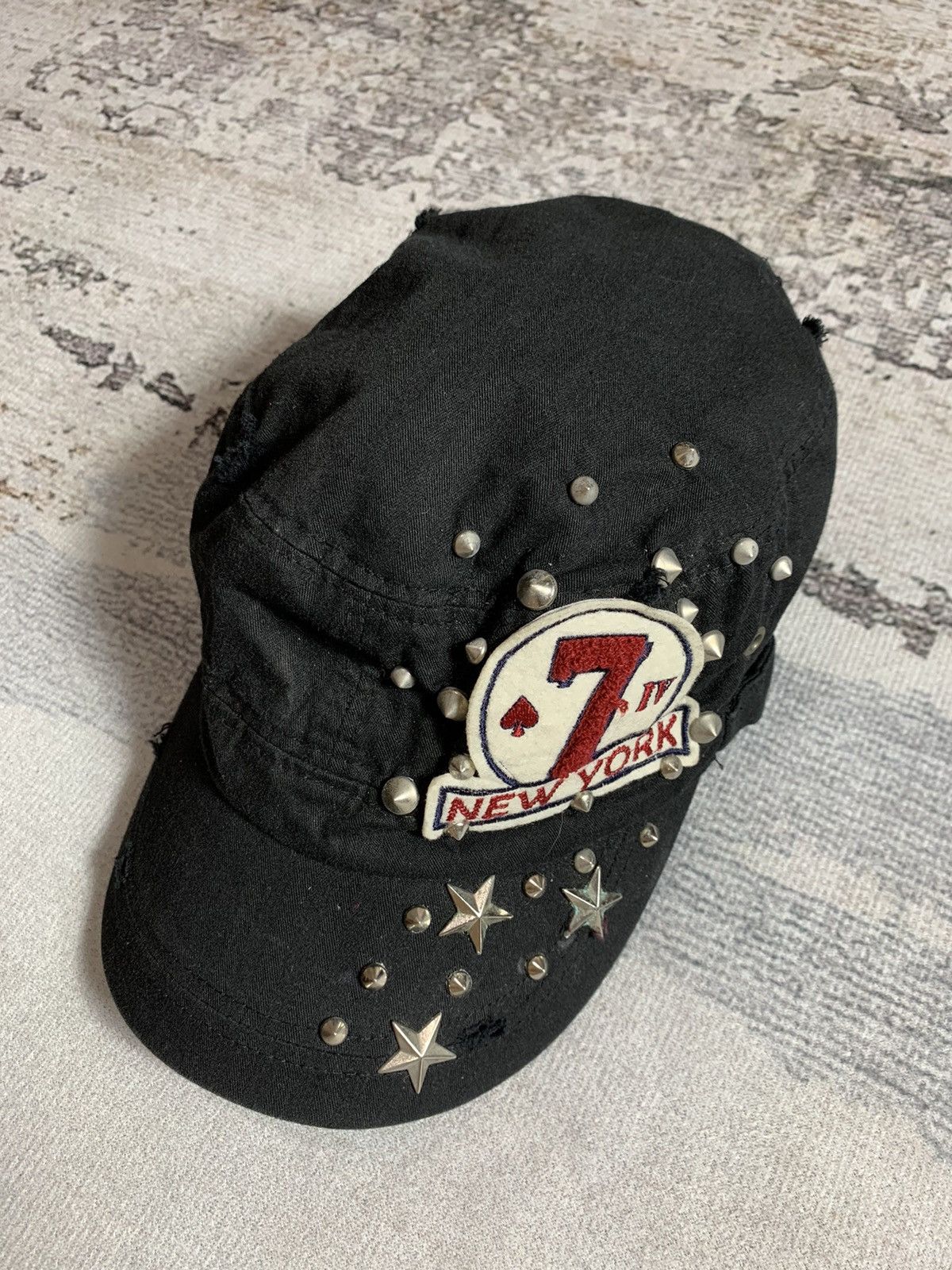 image of 14Th Addiction x Military Comando Hat Vintage Studded in Black, Men's