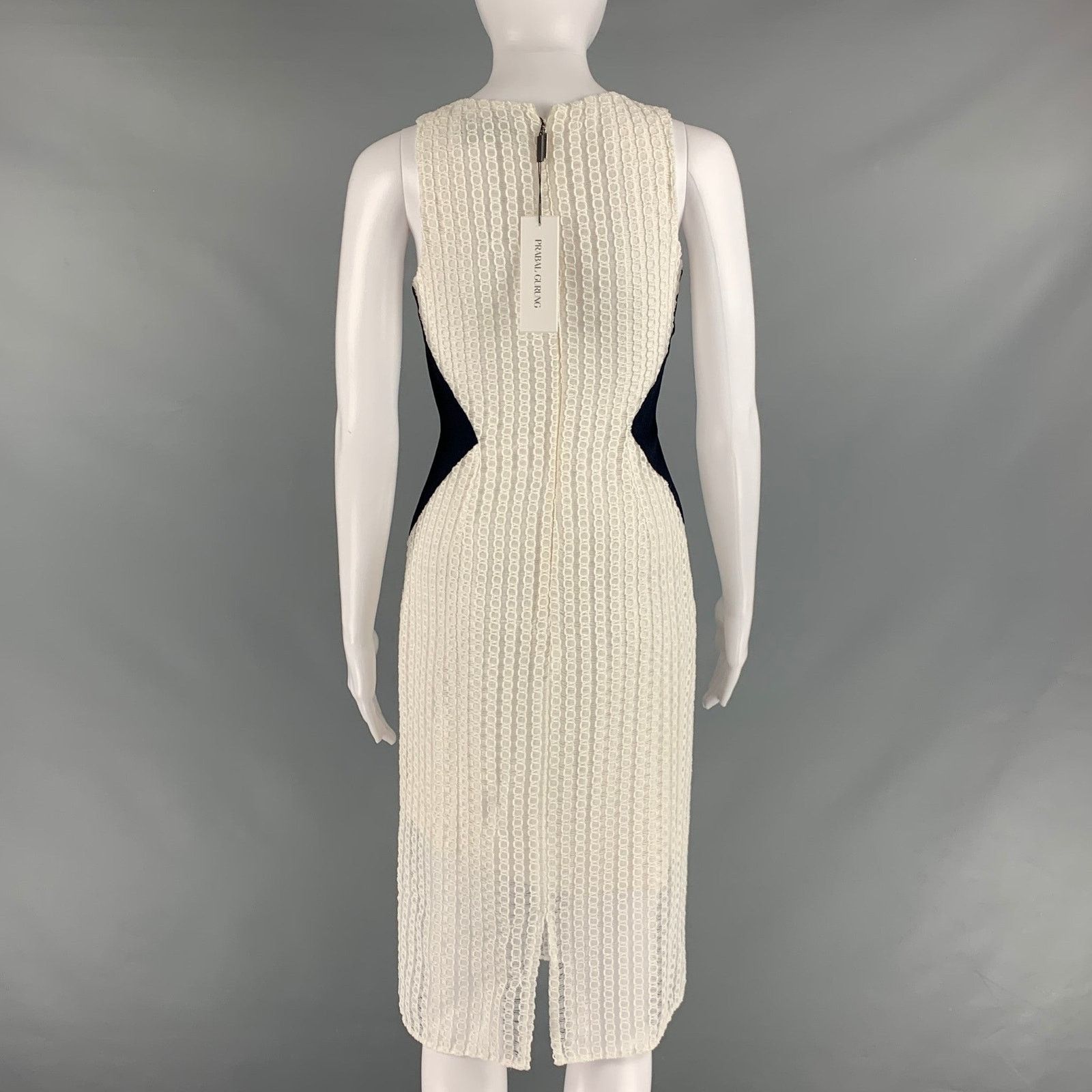 Prabal Gurung PRABAL GURUNG Size 0 White Black Polyester Sheath Midi Dress Size XS / US 0-2 / IT 36-38 - 4 Thumbnail