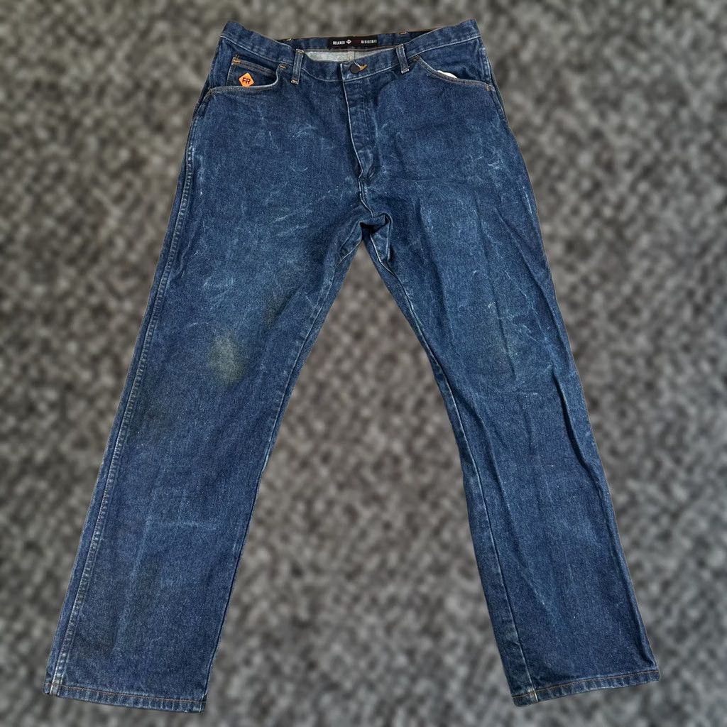 Wrangler Wrangler Flame Resistant Jeans 13MWZ FR Blue 40x32 Regular Mens Jeans Vintage No Blue Denim Size US 40 / EU 56 - 1 Thumbnail