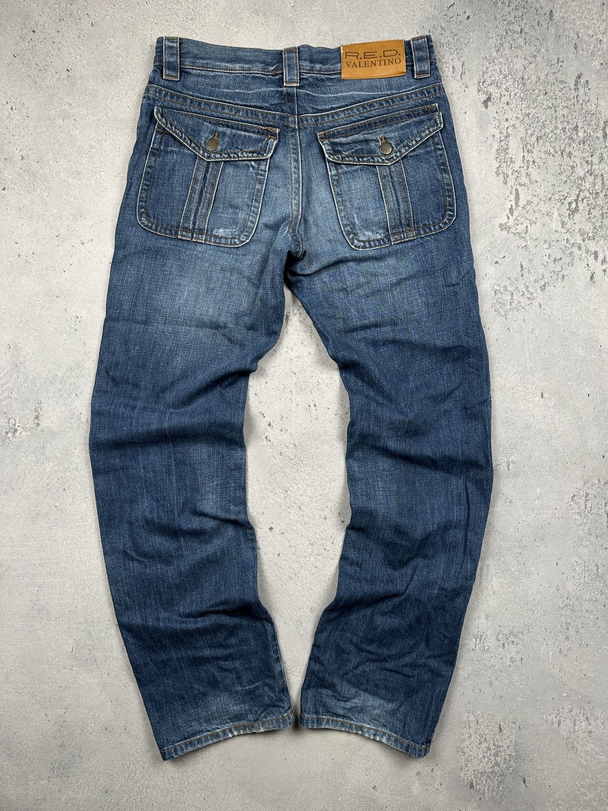 Valentino R.E.D. Valentino Vintage Faded Denim Jeans Flap Back Pockets Size US 31 - 2 Thumbnail