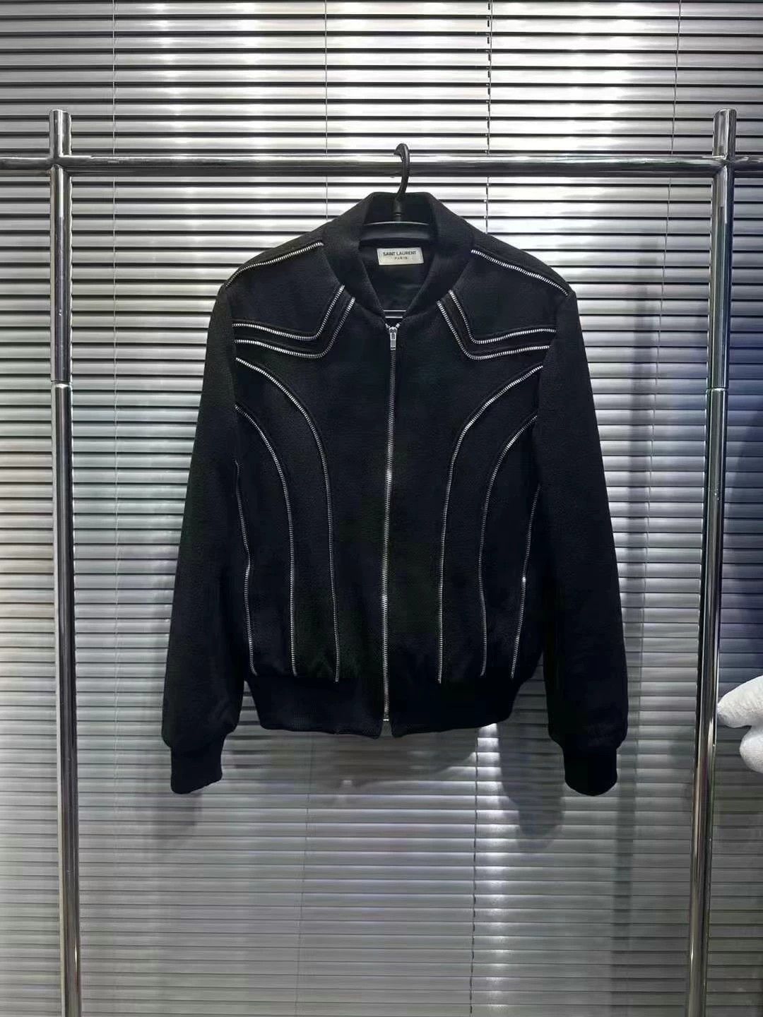 Saint Laurent Paris Saint Laurent Paris Multi zip black baseball jacket Size US M / EU 48-50 / 2 - 1 Thumbnail
