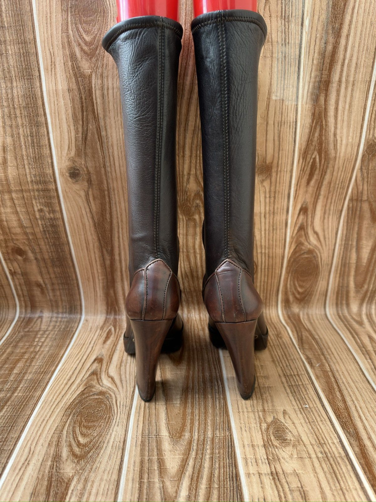 Prada × Vintage FW Fall 2006 Runway Brown Leather Sock Boots Size US 6 / IT 36 - 12 Thumbnail