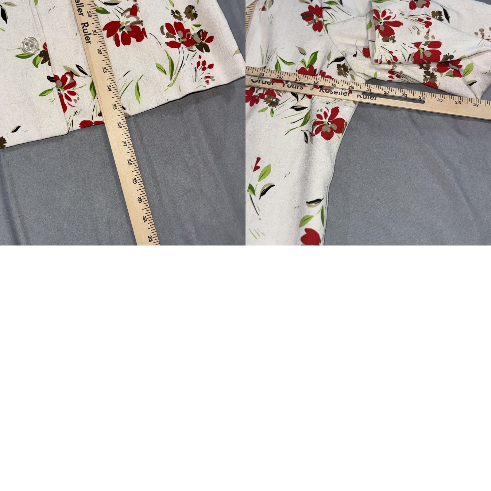 Vintage Sag Harbor Blazer Womens 12 White Floral Linen Blend Stretch Lined Jacket Size XL / US 12-14 / IT 48-50 - 8 Thumbnail