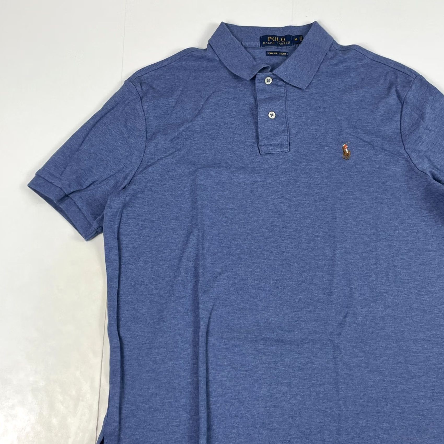 Polo Ralph Lauren Polo Ralph Lauren Polo Shirt Mens Medium Blue Pima Soft Short Sleeve Golfer Pony Size US M / EU 48-50 / 2 - 2 Thumbnail