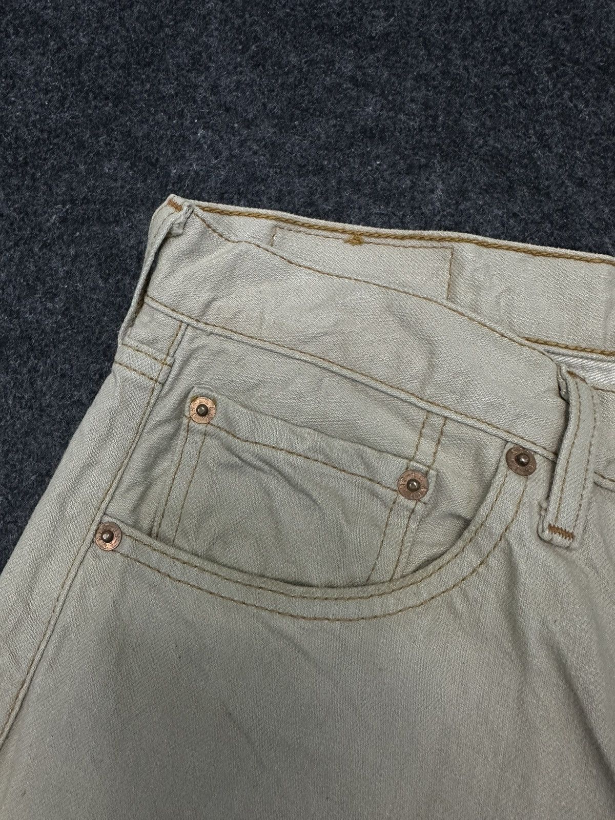 Levi's × Levi's Vintage Clothing × Vintage Vintage Levis 501 Khaki Cream Wax Denim F36 Size US 31 - 10 Thumbnail