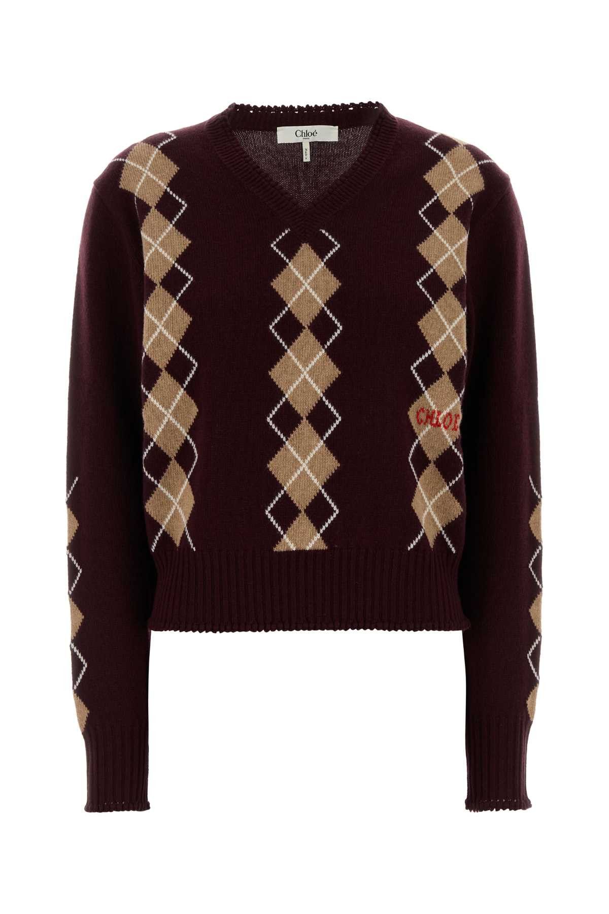 Chloe Burgundy Wool Blend Sweater Size L / US 10 / IT 46 - 1 Thumbnail