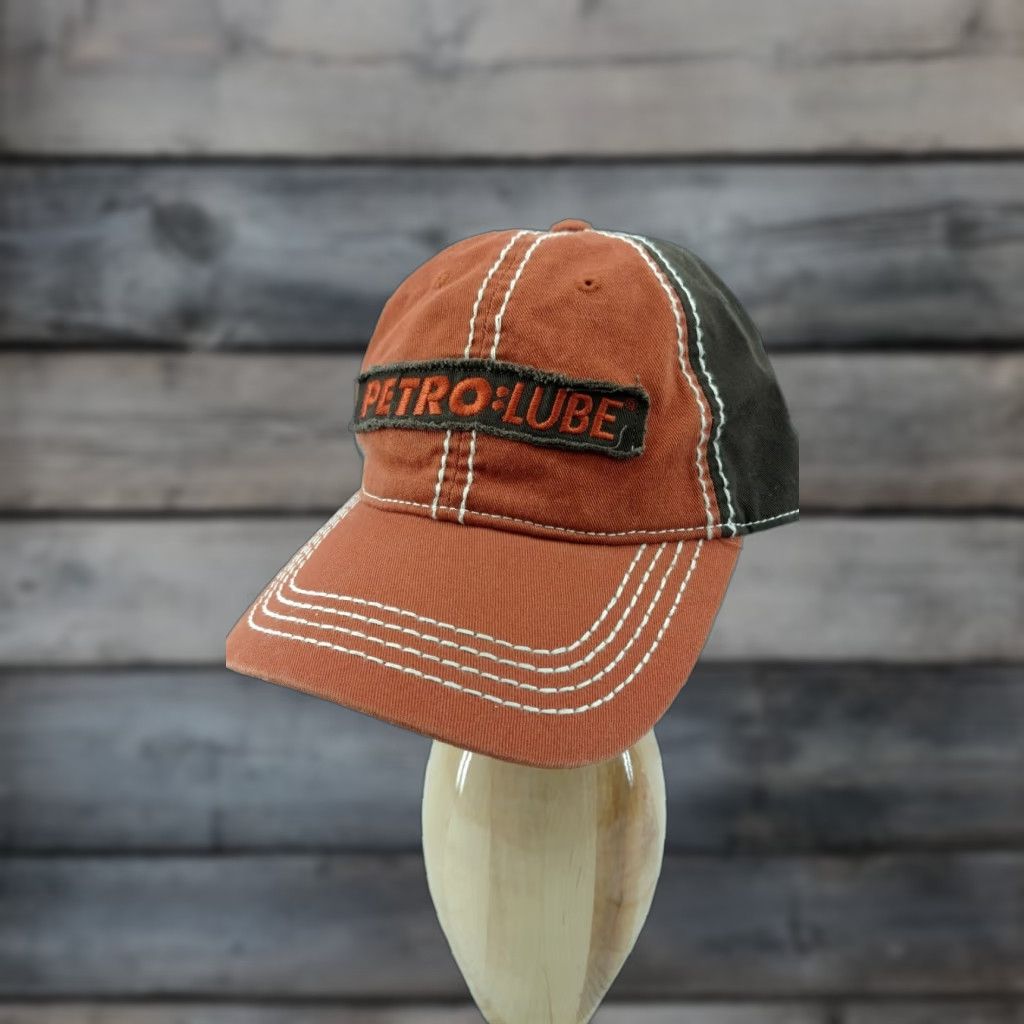 Vintage PETRO LUBE Mobile Delvac Orange Brown Baseball Hat Cap Adjustable Adult Size Size ONE SIZE - 1 Thumbnail