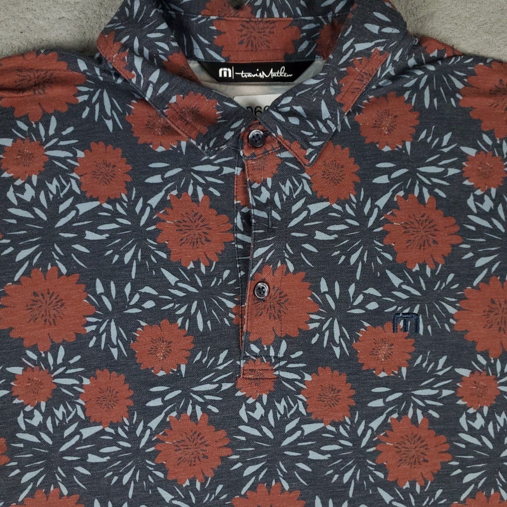 TravisMathew Travis Mathew Polo Shirt Mens Large Blue Floral Golf Casual Short Sleeve Polo Size US L / EU 52-54 / 3 - 2 Thumbnail