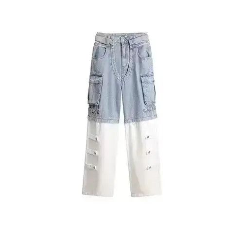 Other Multi-Pocket Design Loose Casual Straight Wide-Leg Jeans Size US 29 - 3 Thumbnail