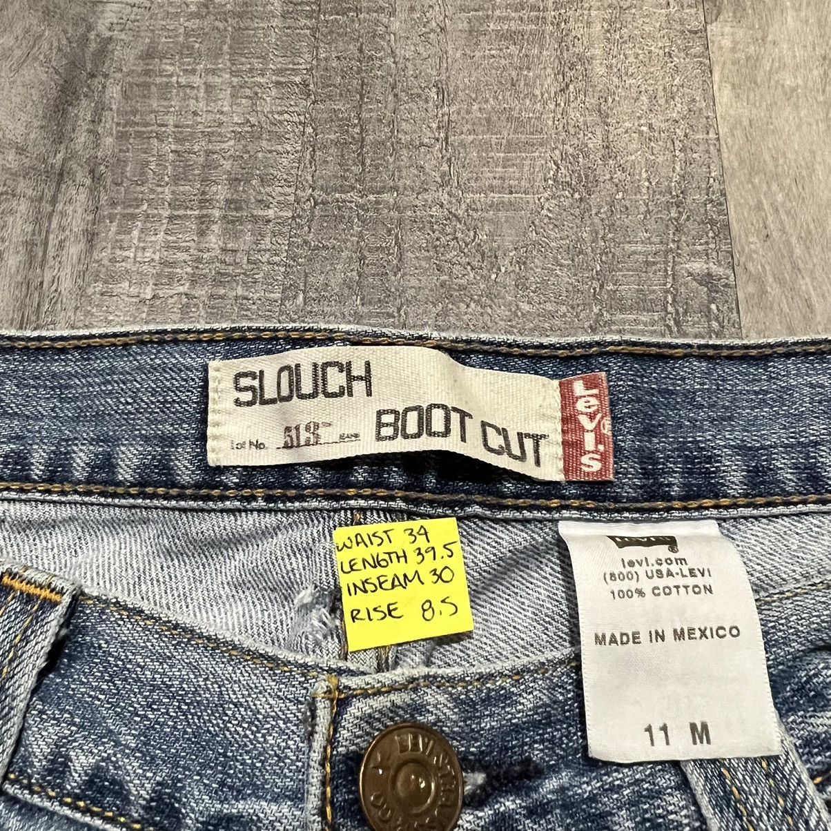 Levi's × Vintage VTG Levis 513 Slouch Bootcut Y2K Hippie Patchwork Jeans 11 Size 34" / US 12 / IT 48 - 7 Thumbnail